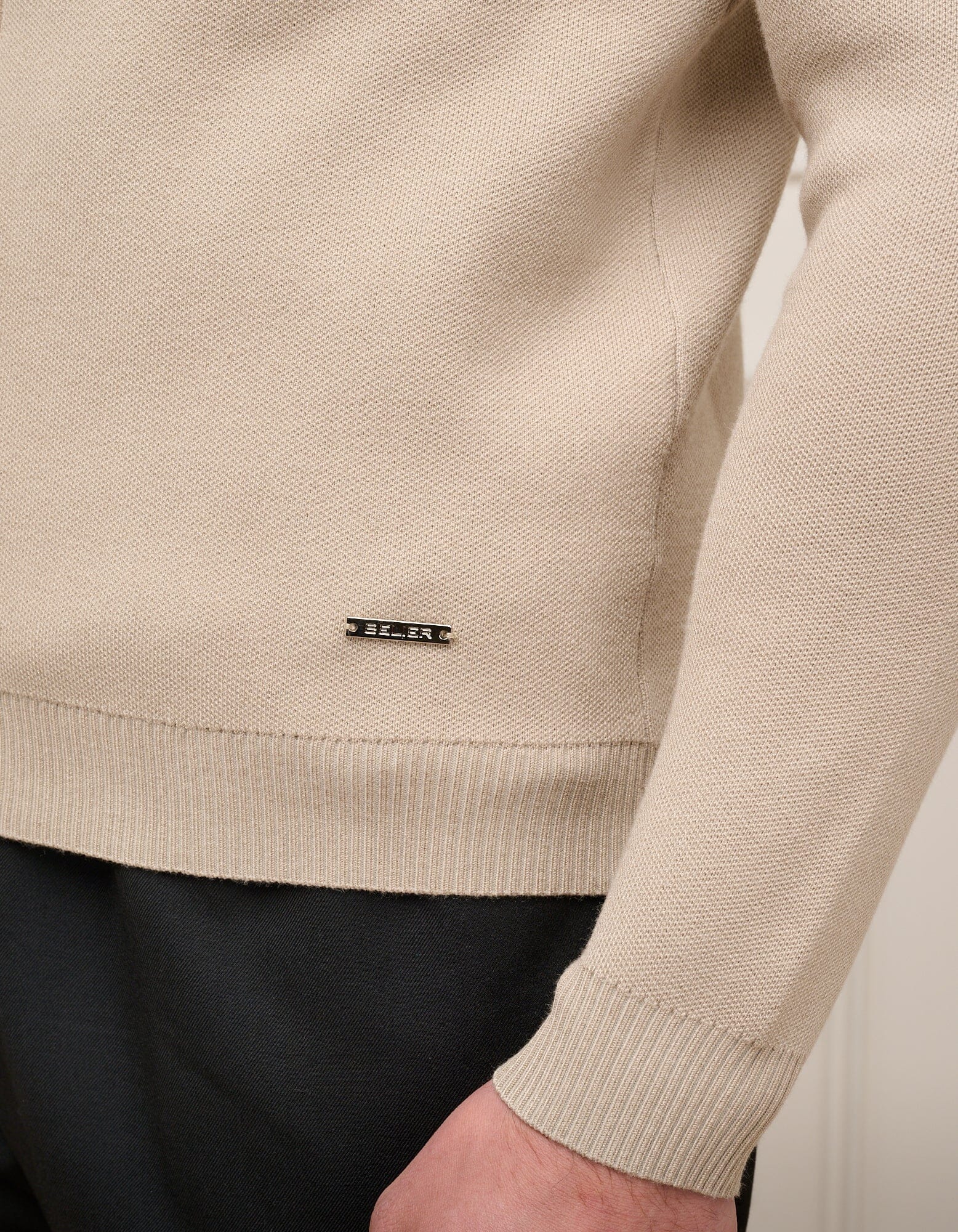 Beige Knit Zip Through Cardigan - Image 6