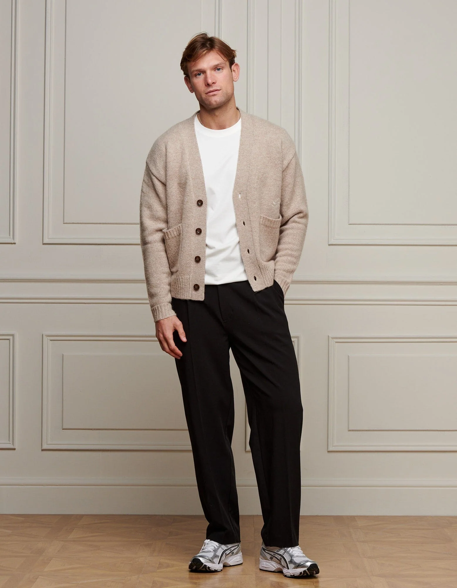 Beige Relaxed Fit Knitted Cardigan - Image 2