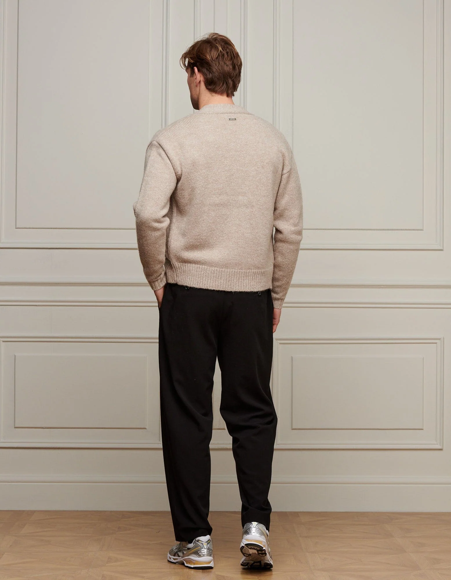 Beige Relaxed Fit Knitted Cardigan - Image 4