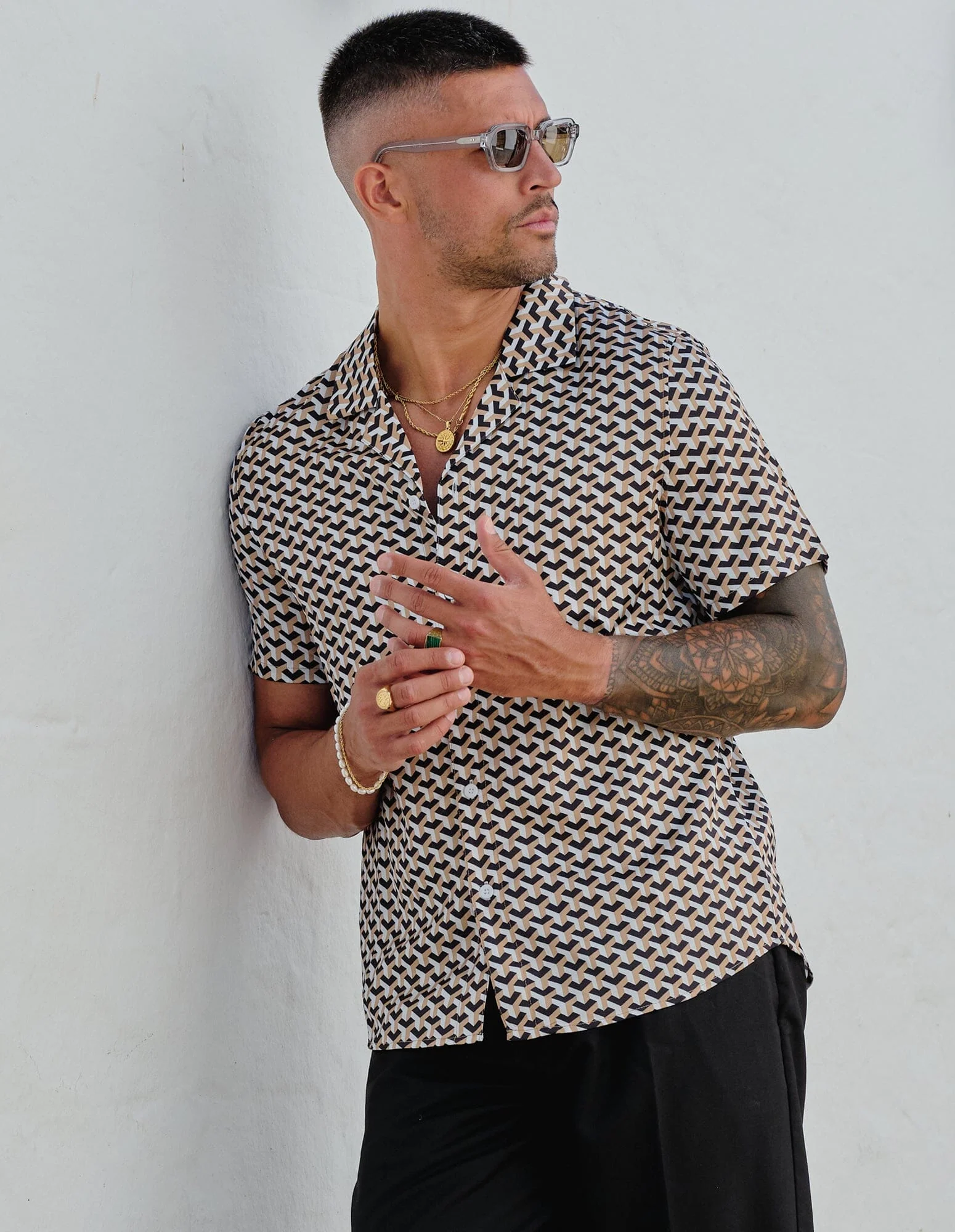 Gold S/S Illusion Print Resort Shirt