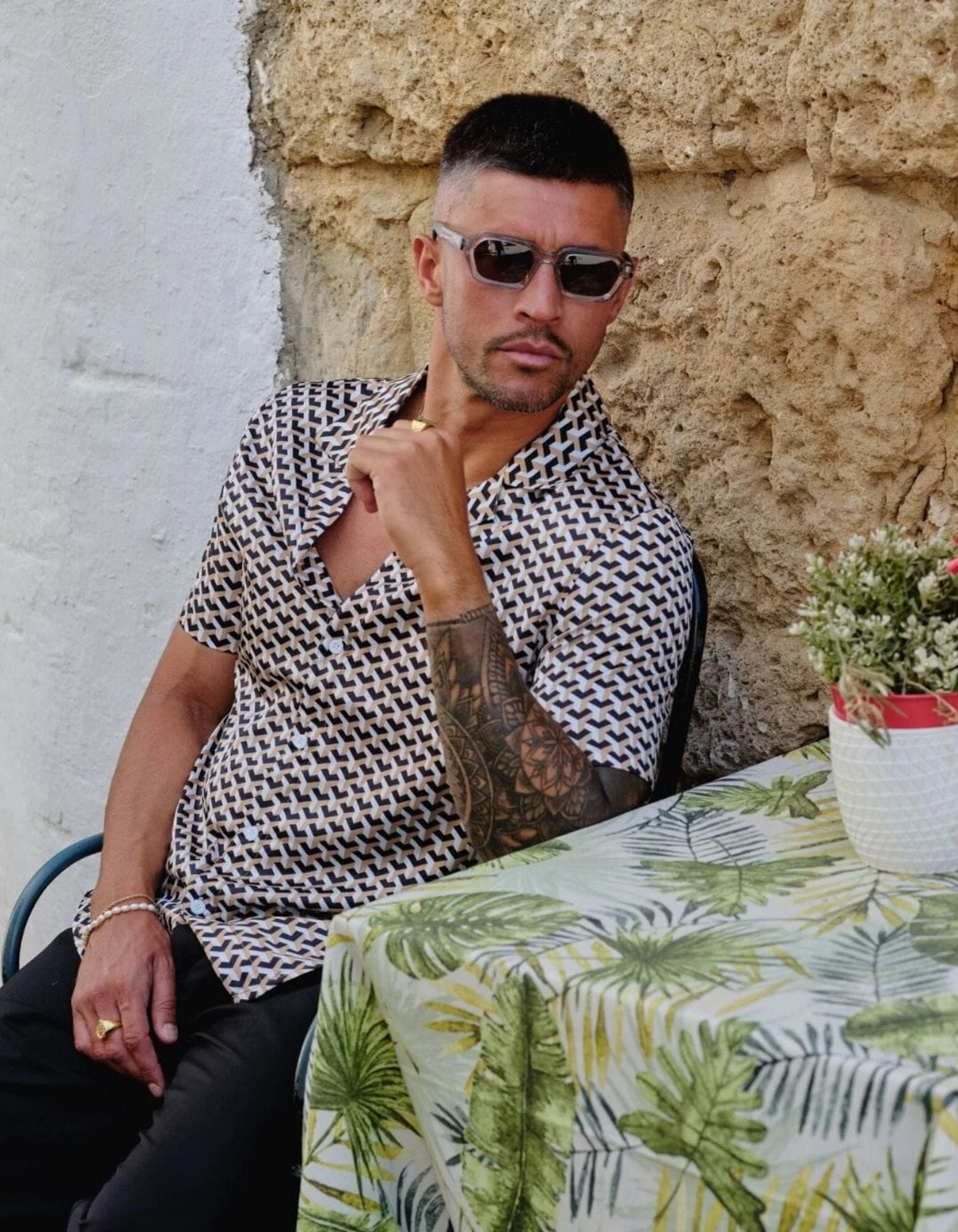 Gold S/S Illusion Print Resort Shirt - Image 2