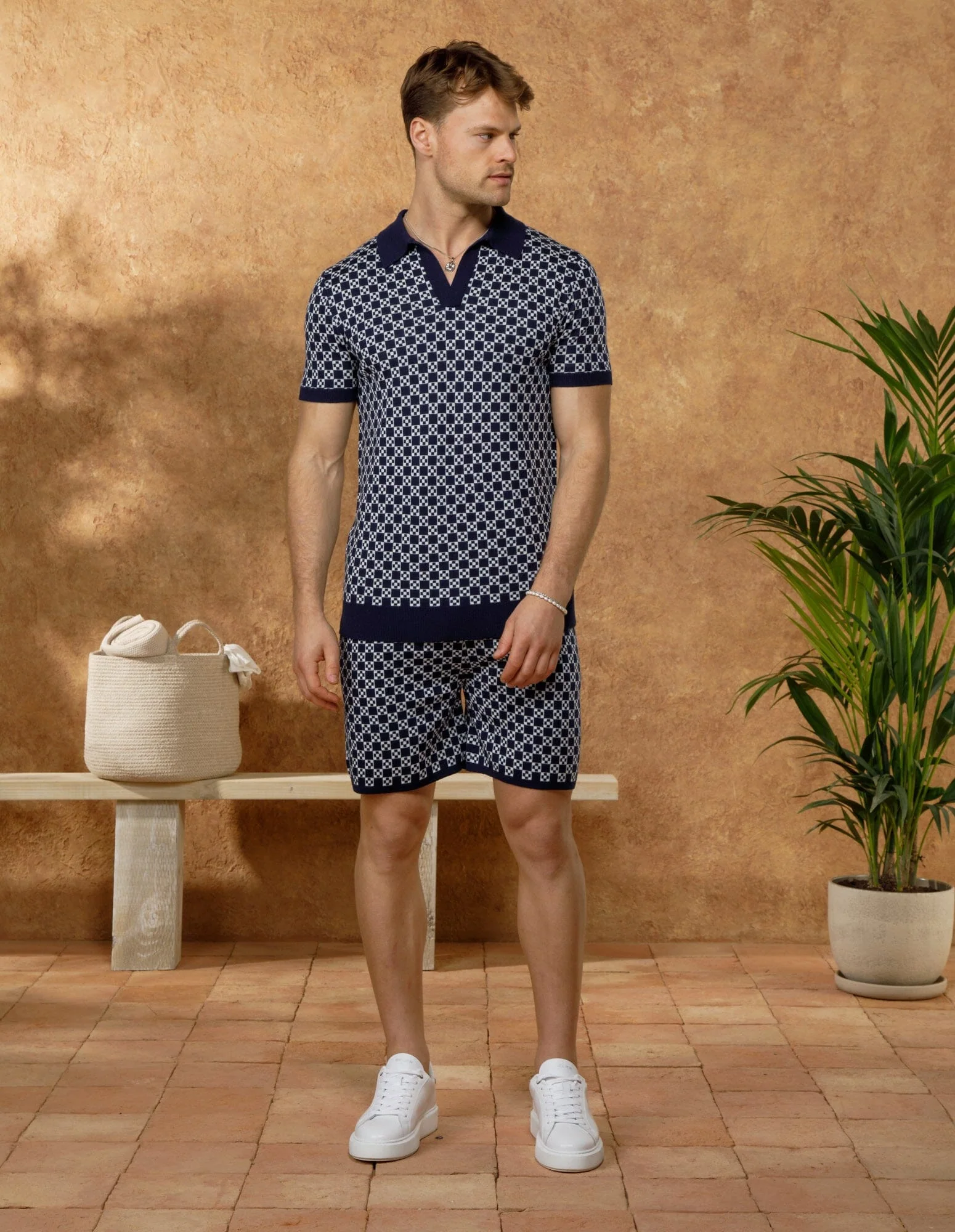 Navy Block Print Short - Image 2