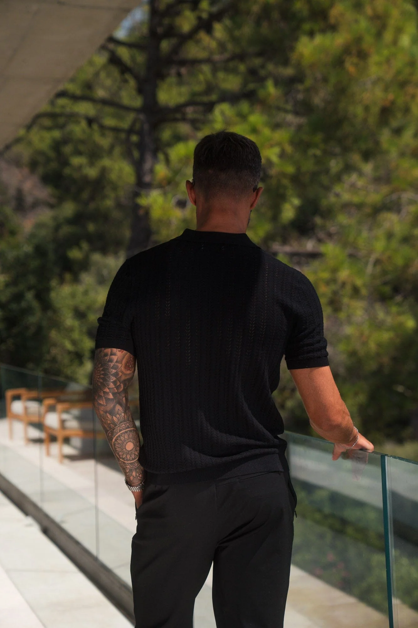 Black Chevron Knit Polo - Image 4