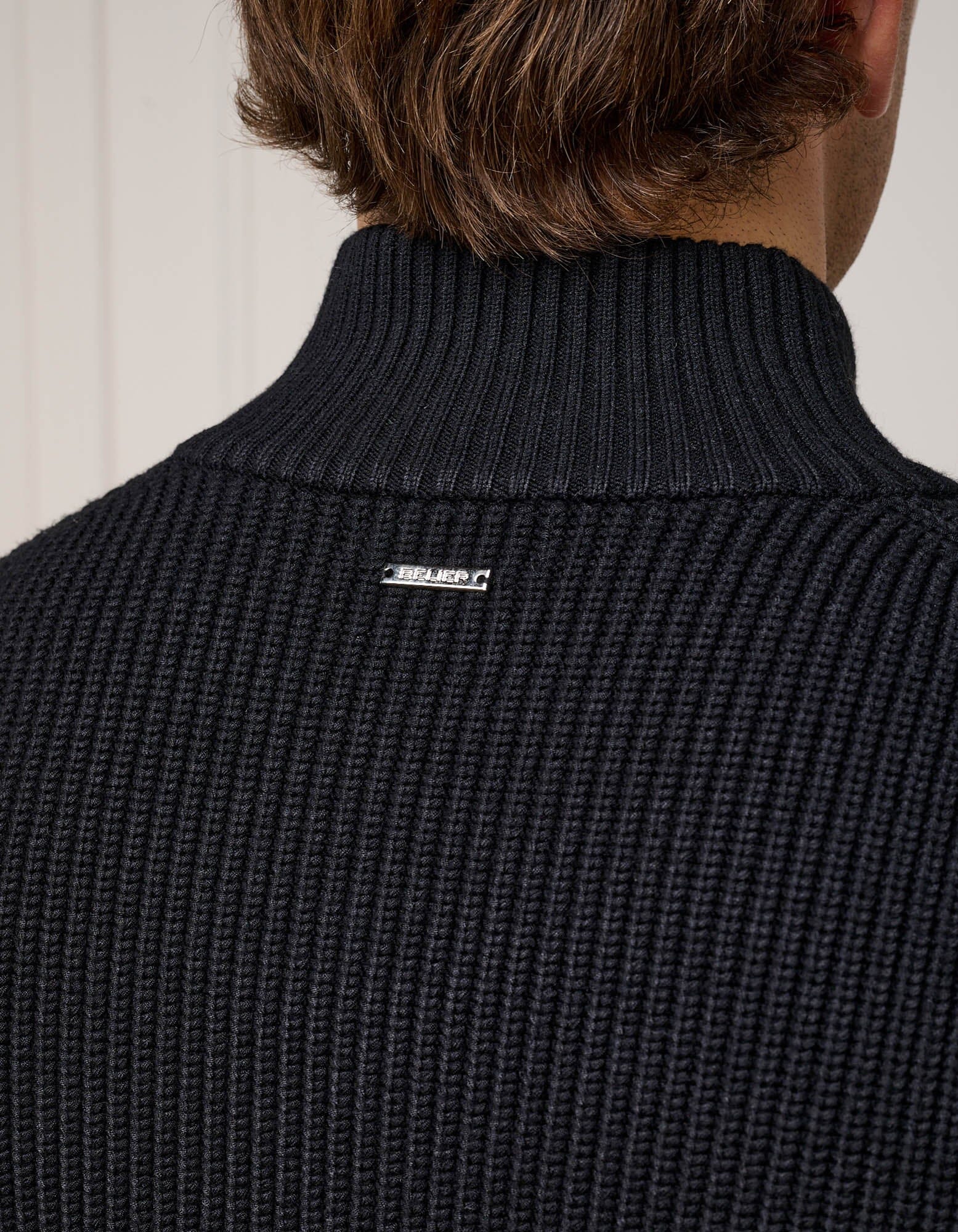 Black Chunky Rib Knit Zip Up Cardigan - Image 7