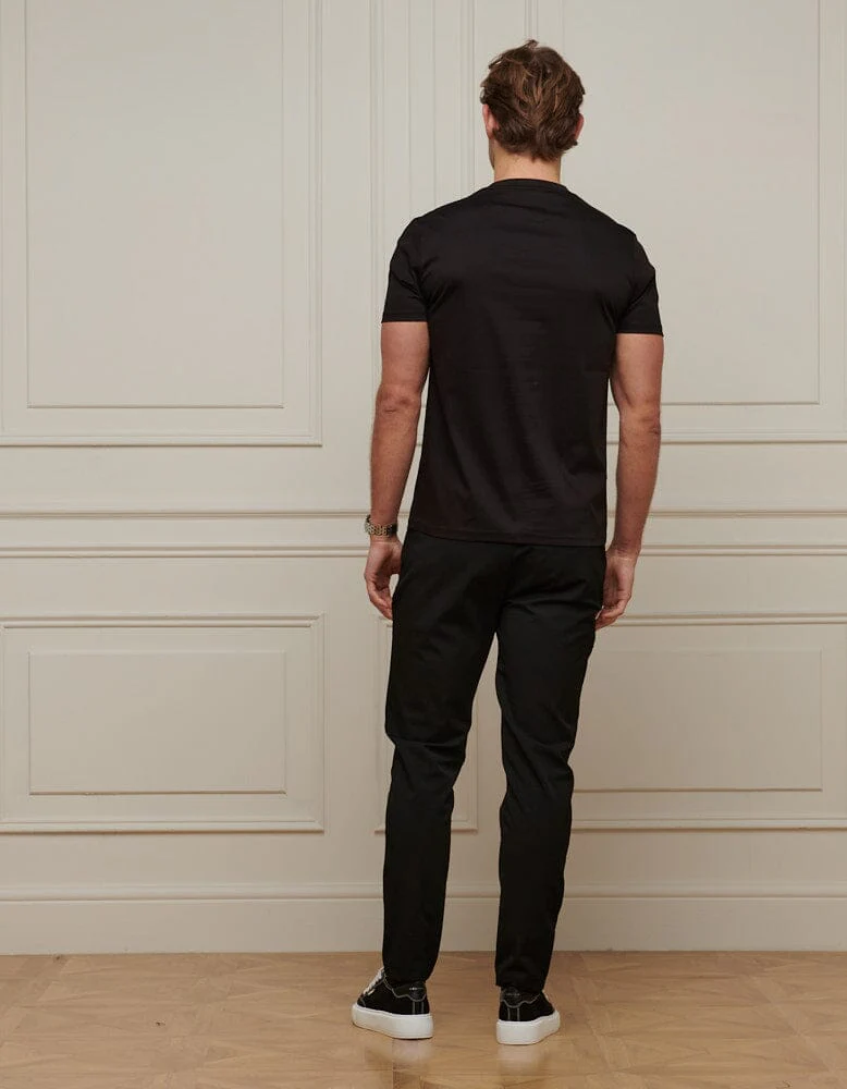 Black Crest Logo Embroidered Mercerised T-Shirt - Image 5