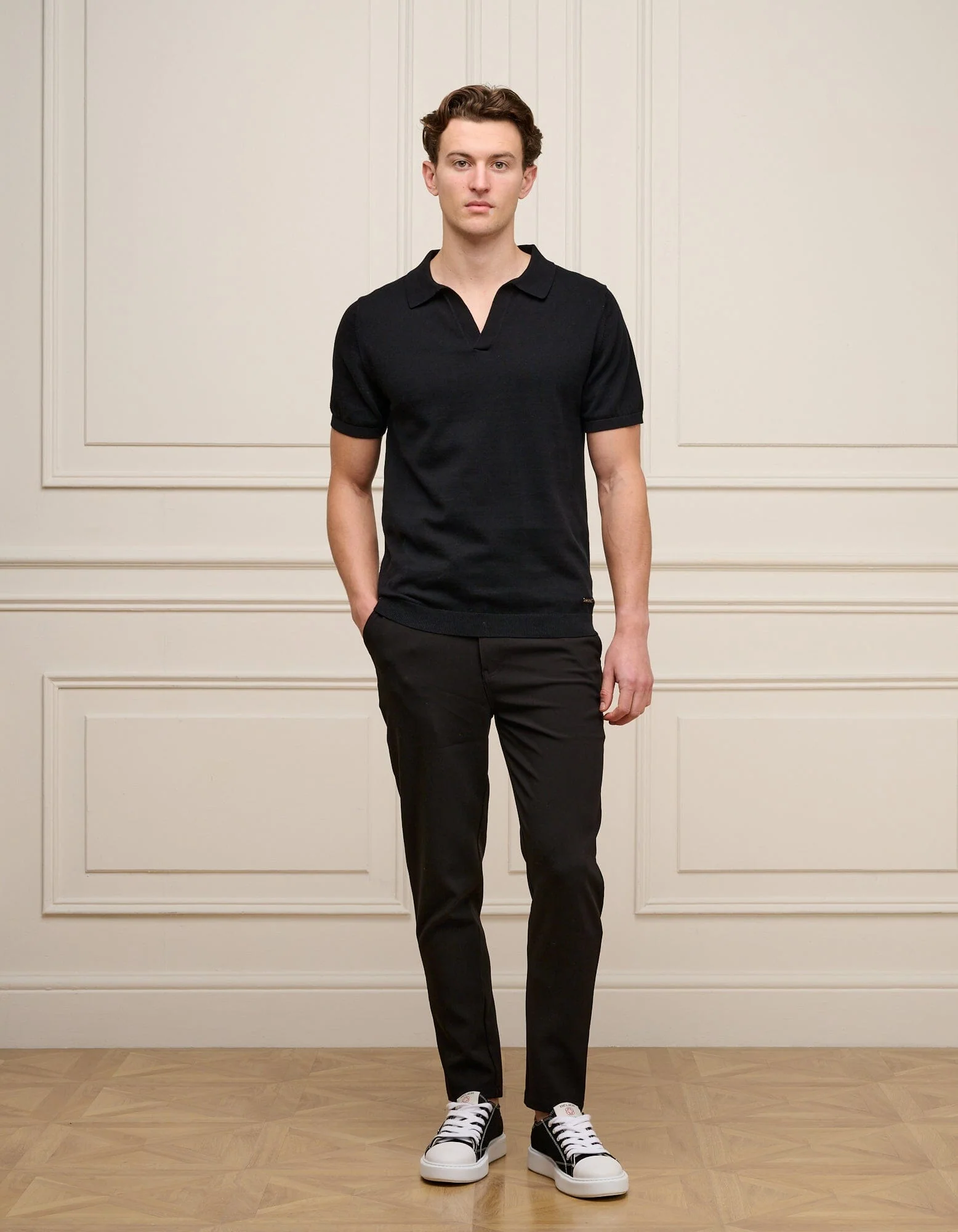 Black Cuban Collar Knit Polo - Image 2