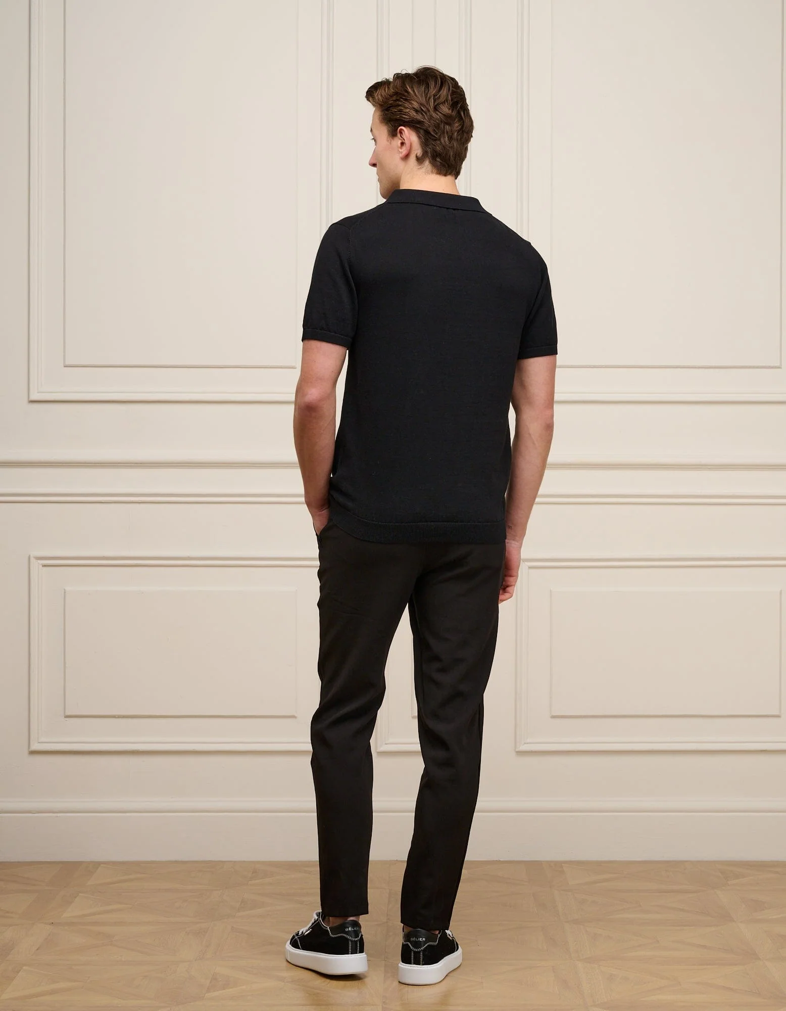 Black Cuban Collar Knit Polo - Image 3