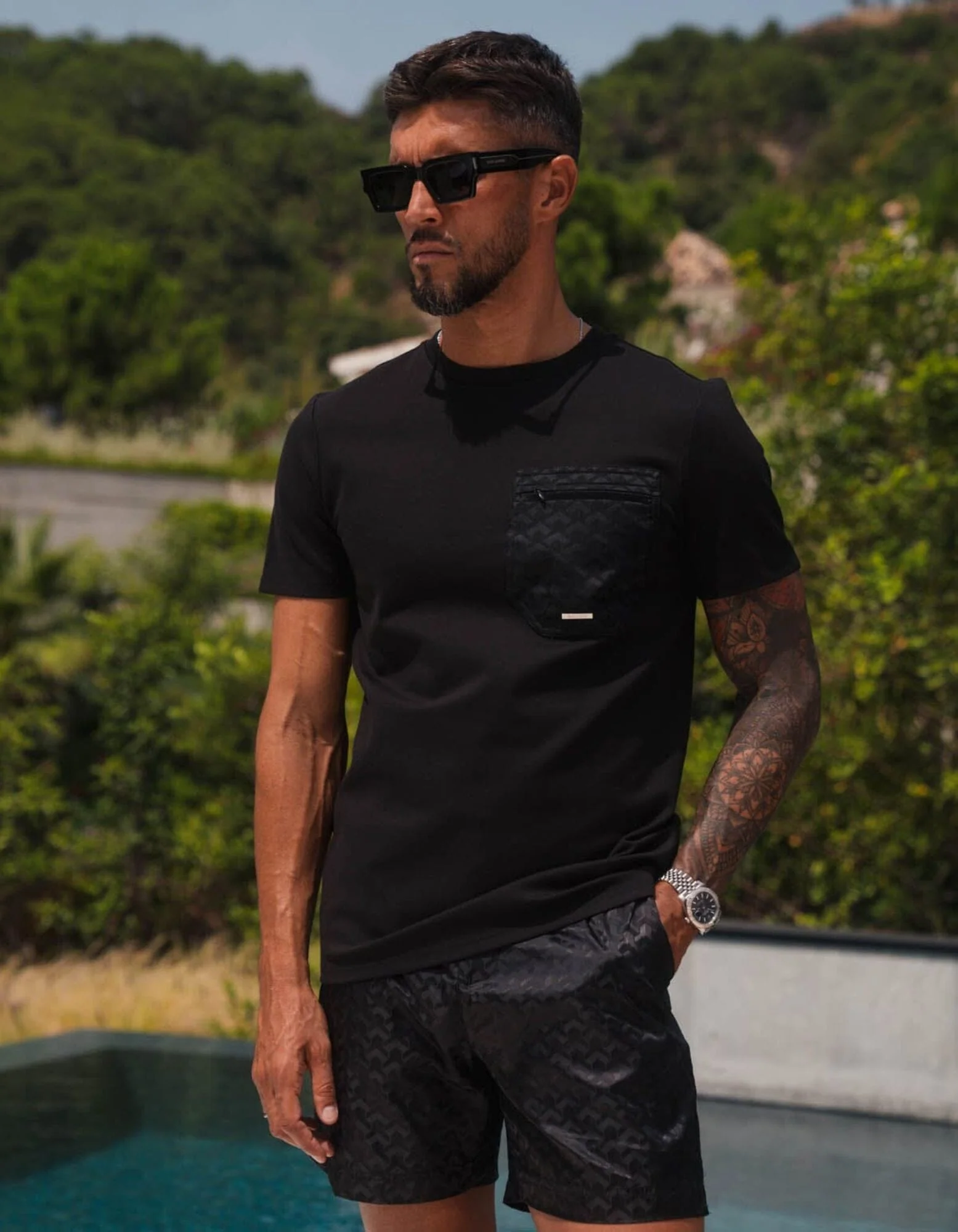 Black Jacquard Illusion Swimshort - Image 3