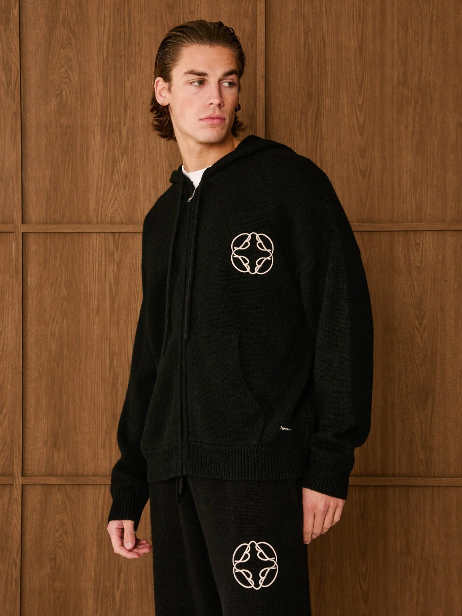 Black Knit Mohair Hoodie