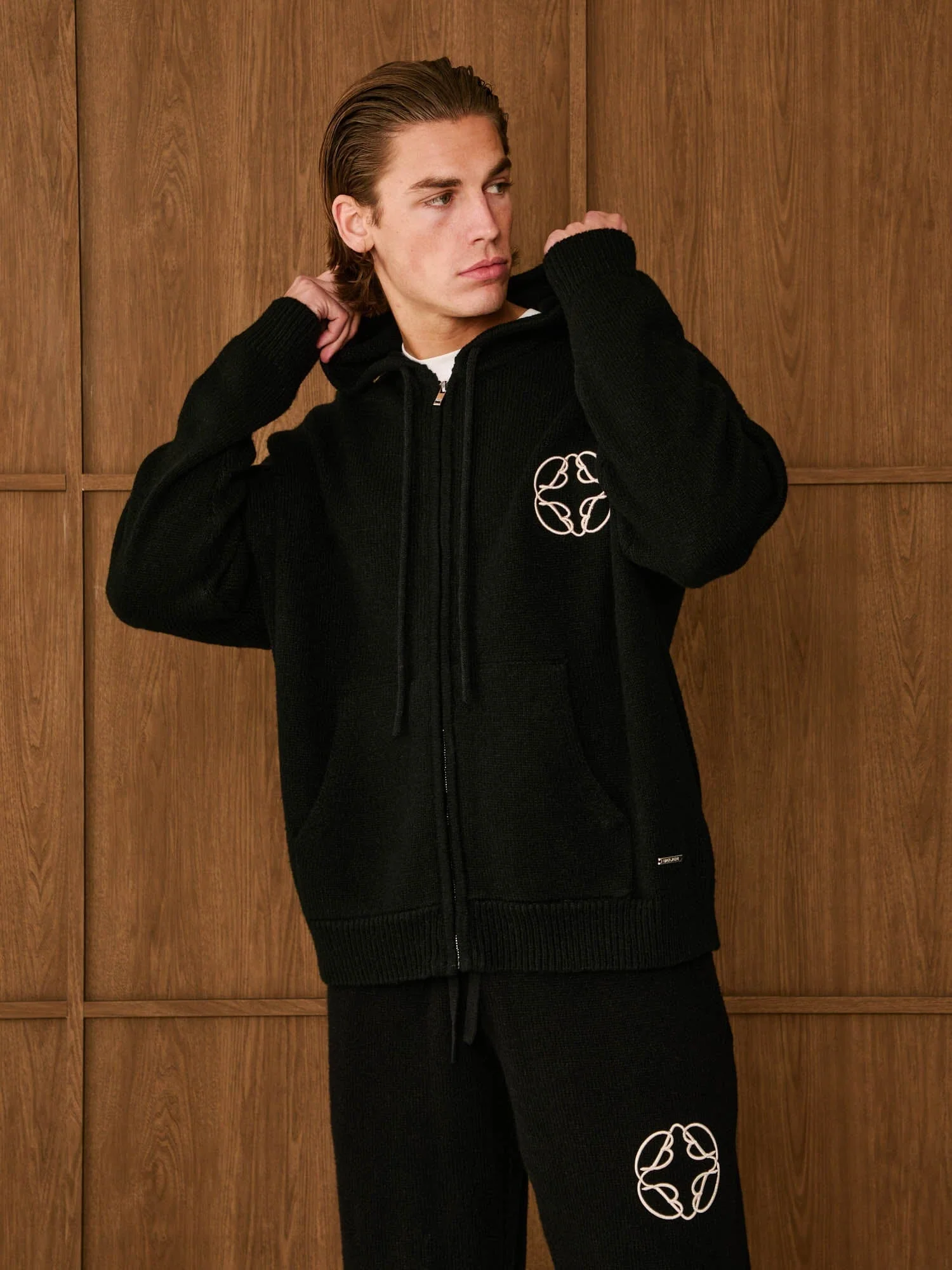 Black Knit Mohair Hoodie - Image 2