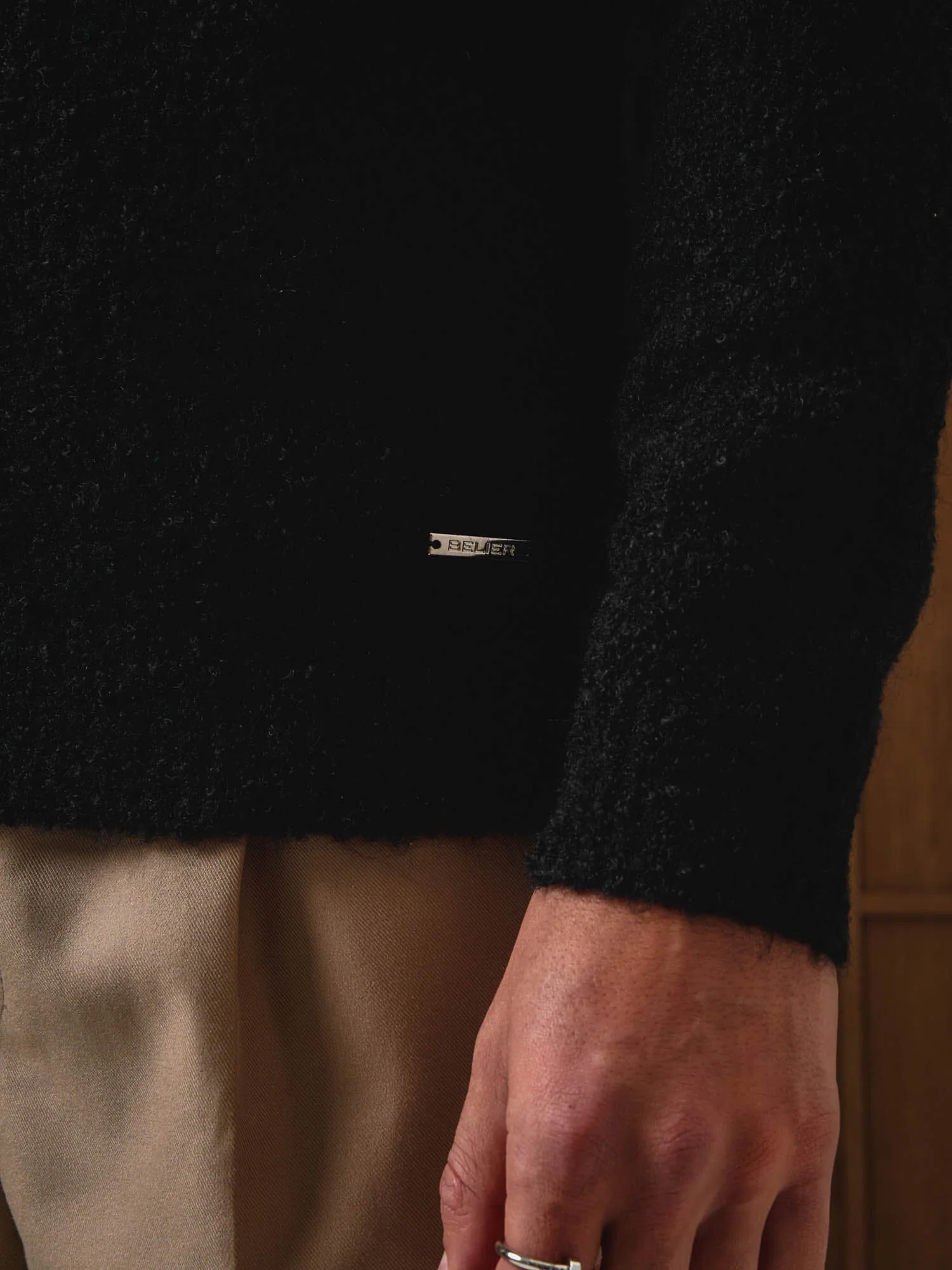 Black Knitted Open Collar Jumper - Image 3