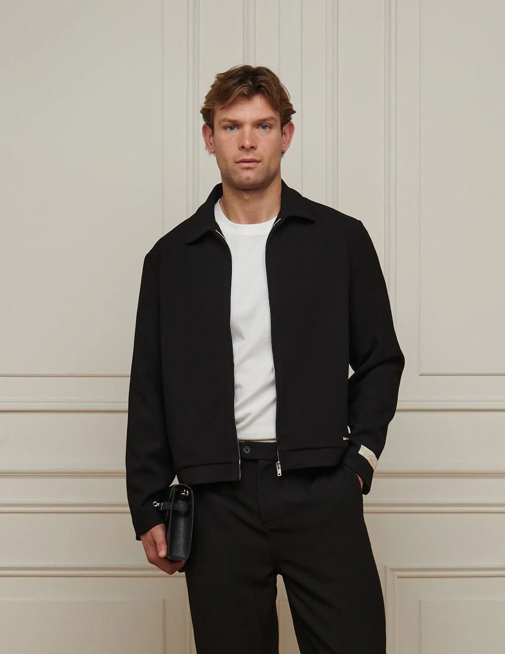 Black Textured Smart Zip Jacket