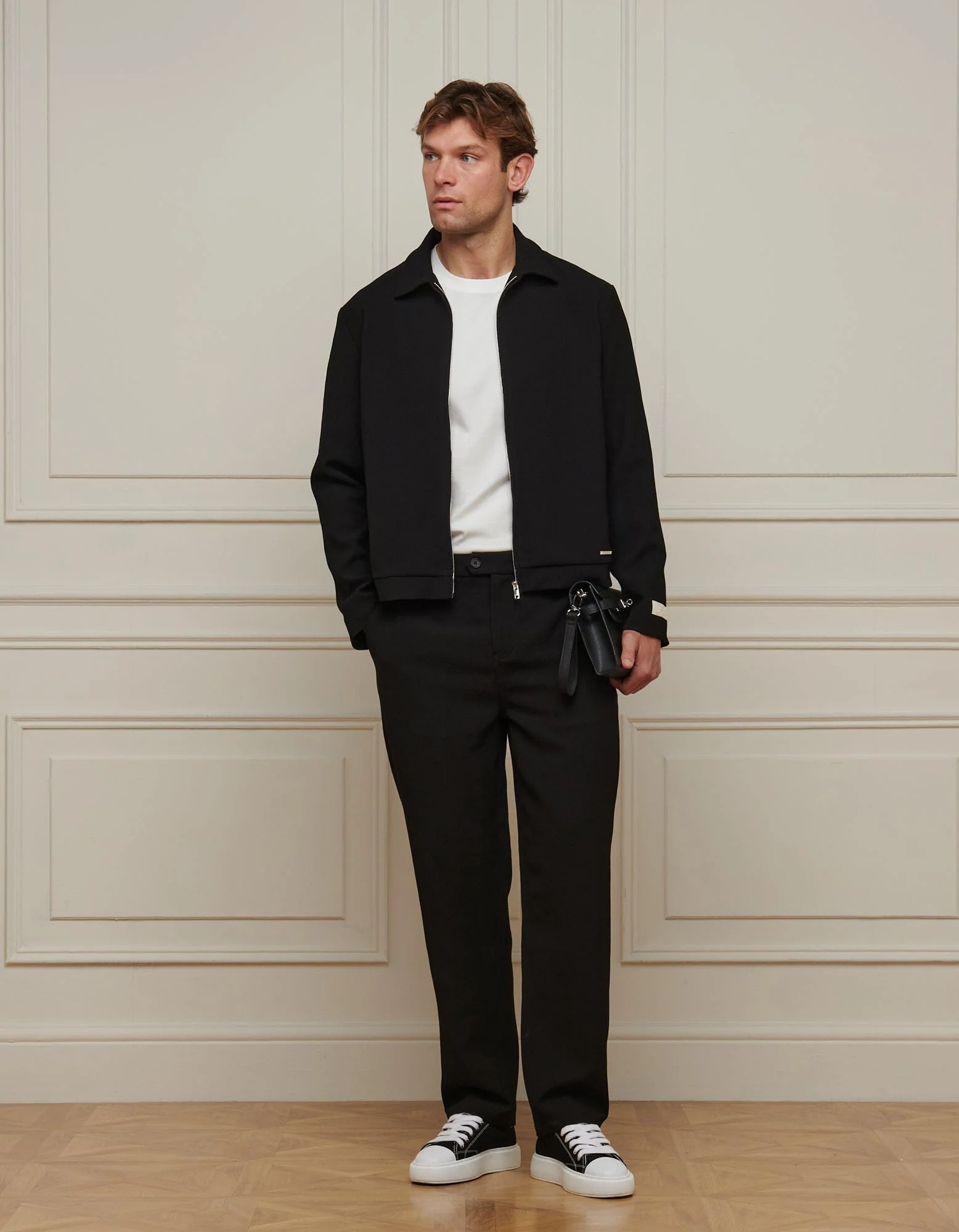 Black Textured Smart Zip Jacket - Image 2