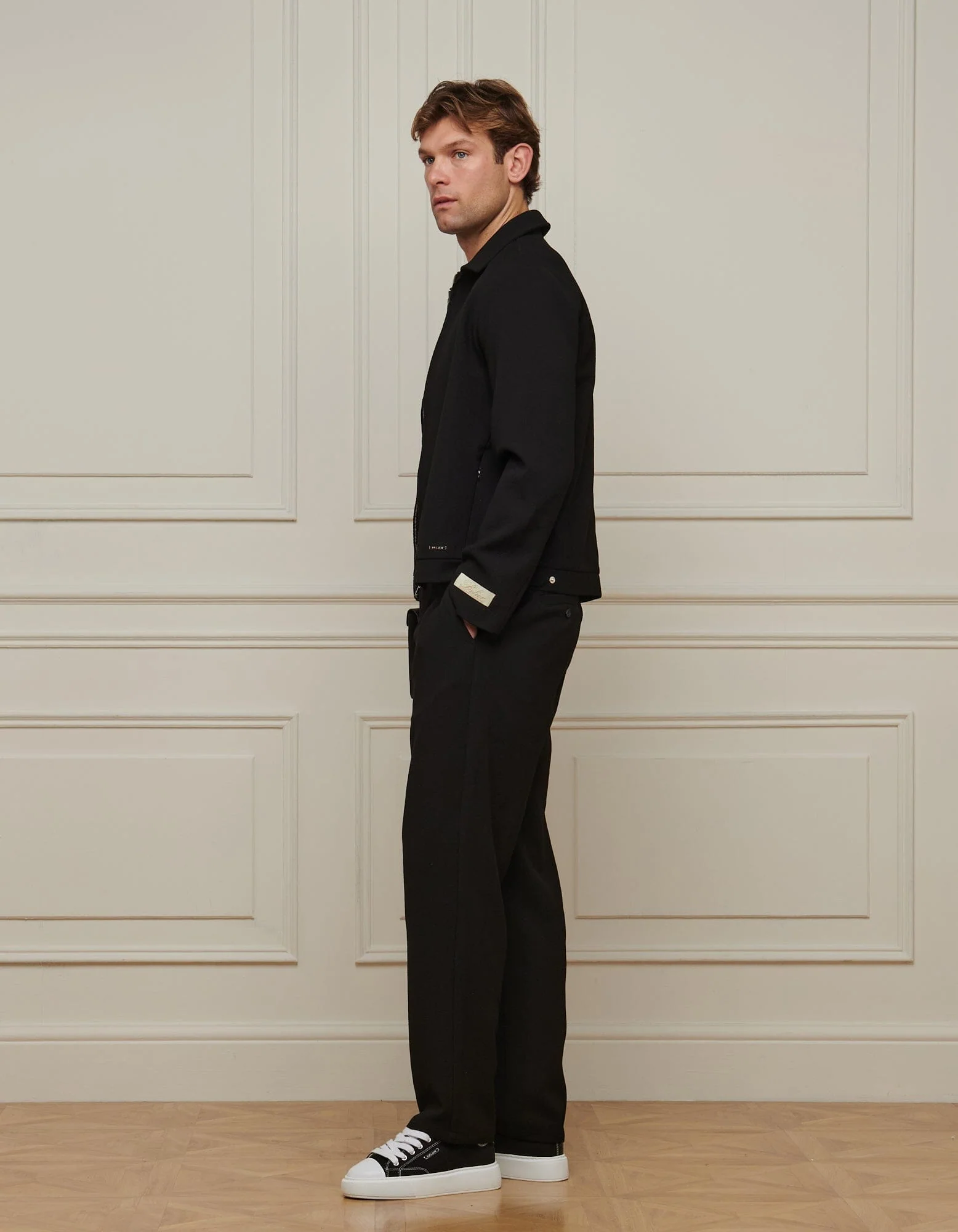 Black Textured Smart Zip Jacket - Image 3