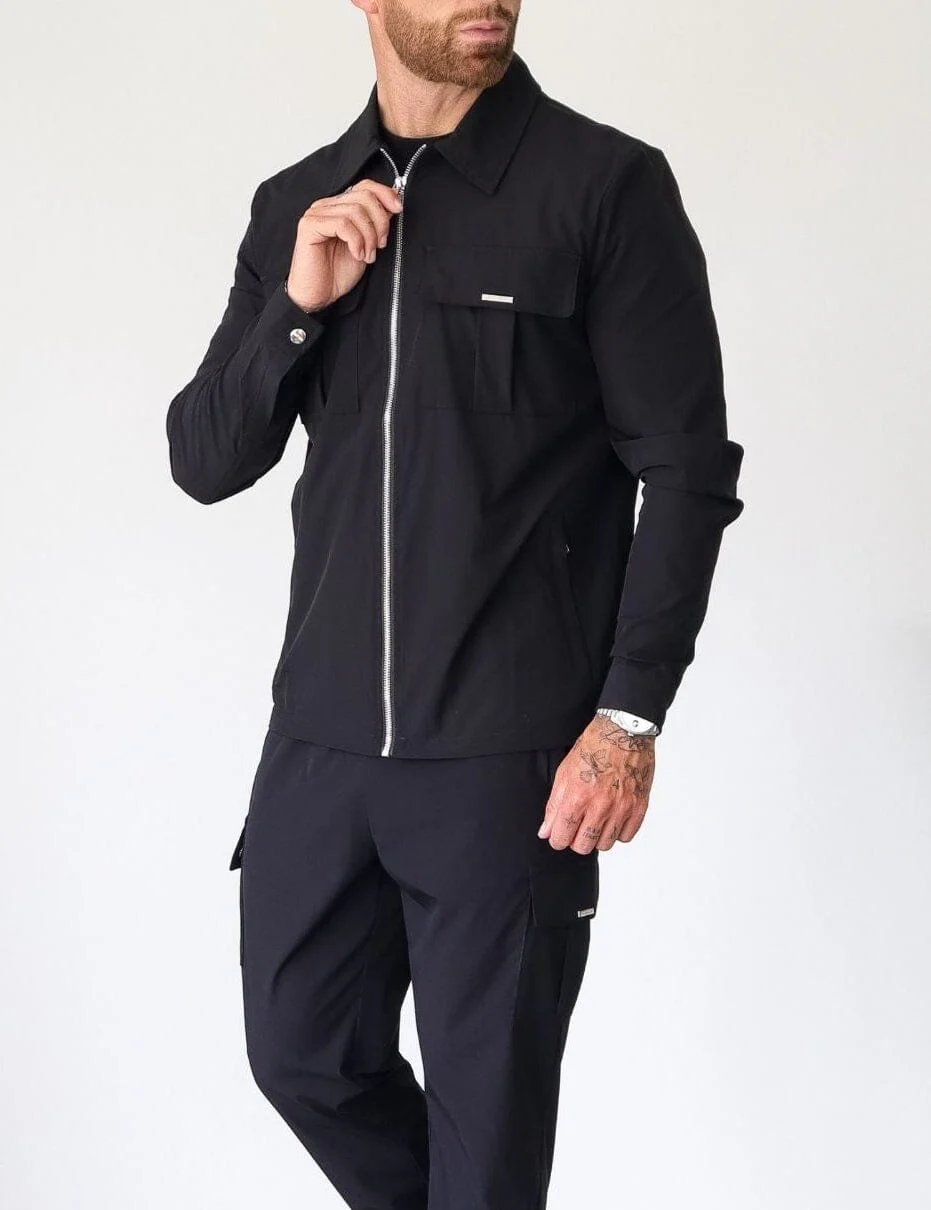 Black Woven Pocket Overshirt - Image 2