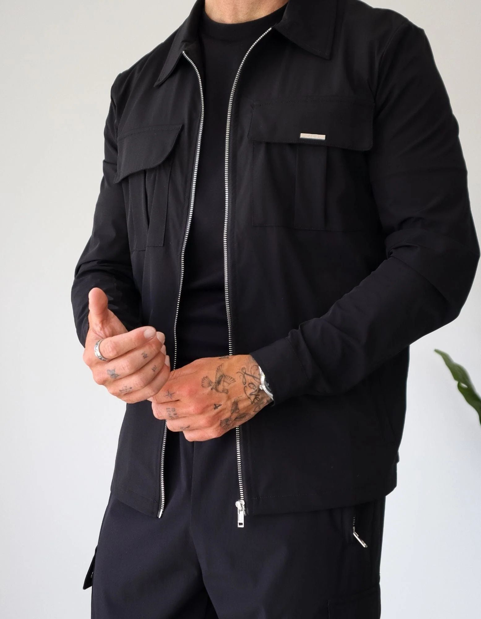 Black Woven Pocket Overshirt - Image 3