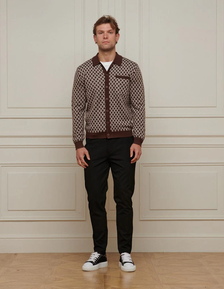Brown Block Print Cardigan - Image 2