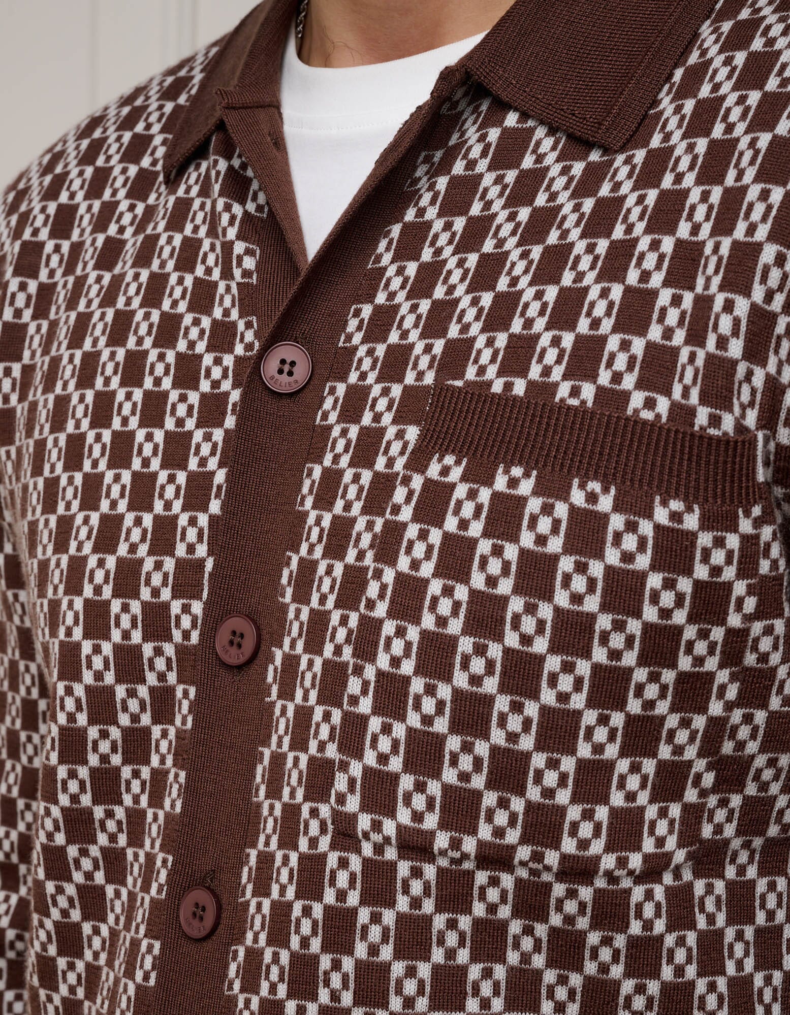 Brown Block Print Cardigan - Image 3