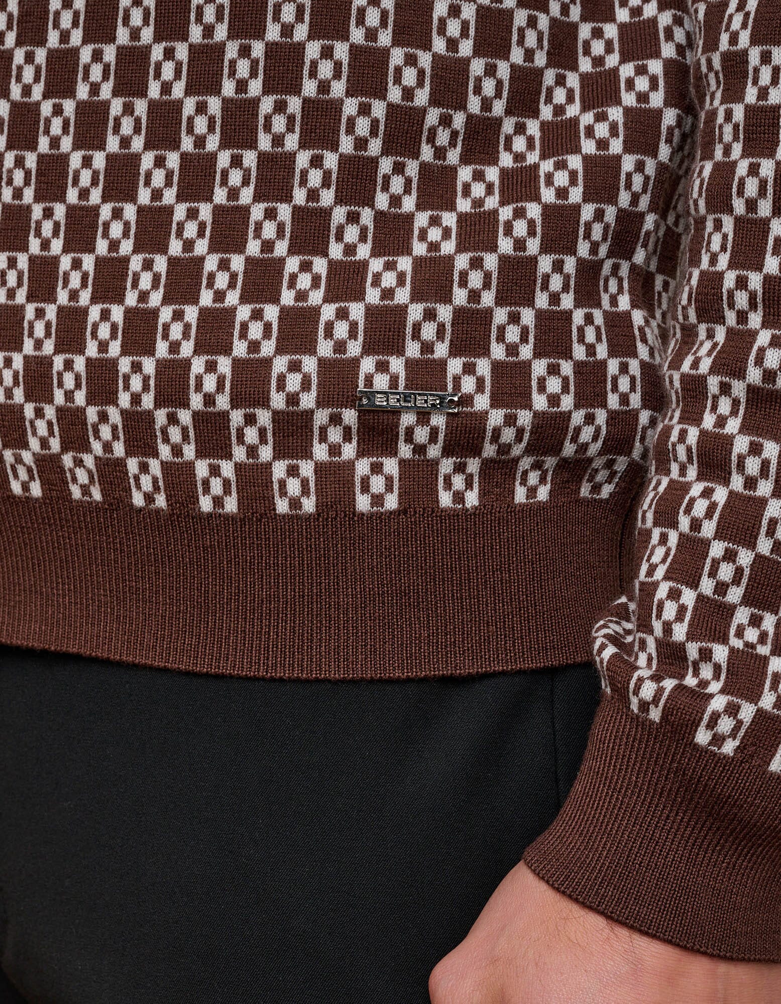 Brown Block Print Cardigan - Image 4