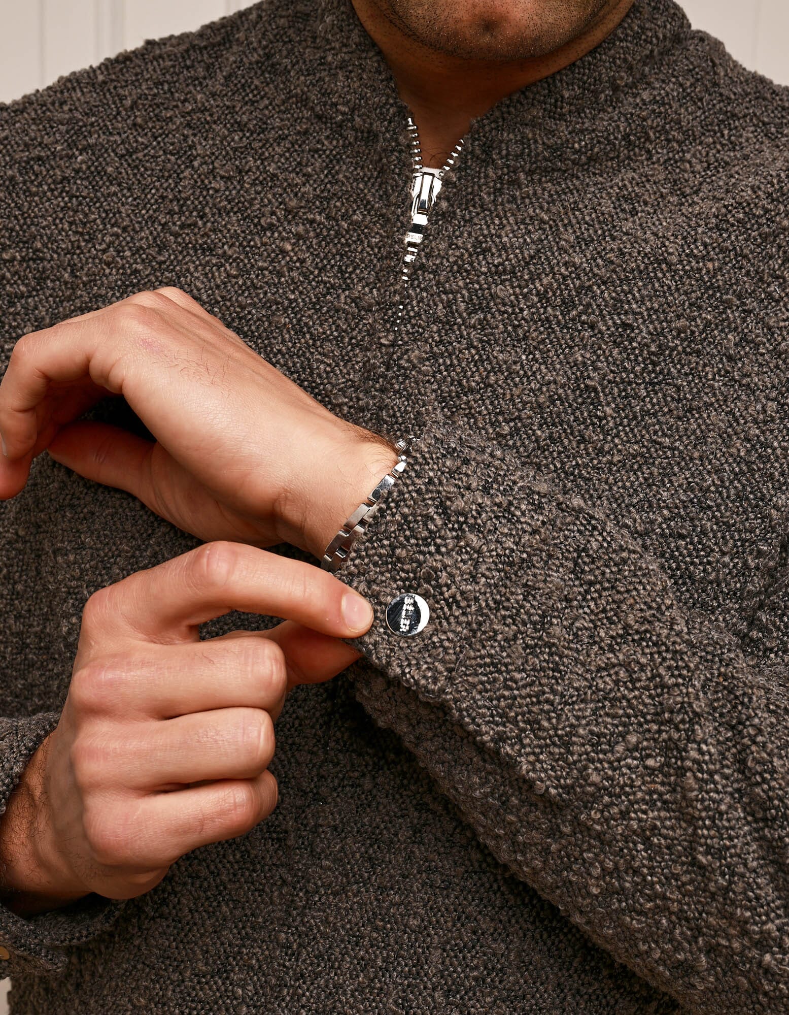 Brown Boucle Bomber Jacket - Image 3