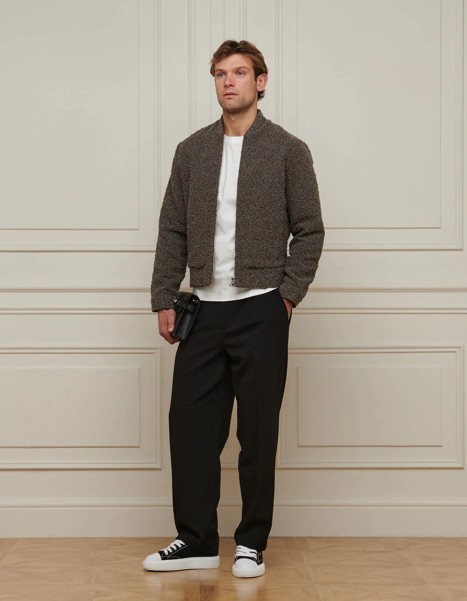 Brown Boucle Bomber Jacket - Image 4