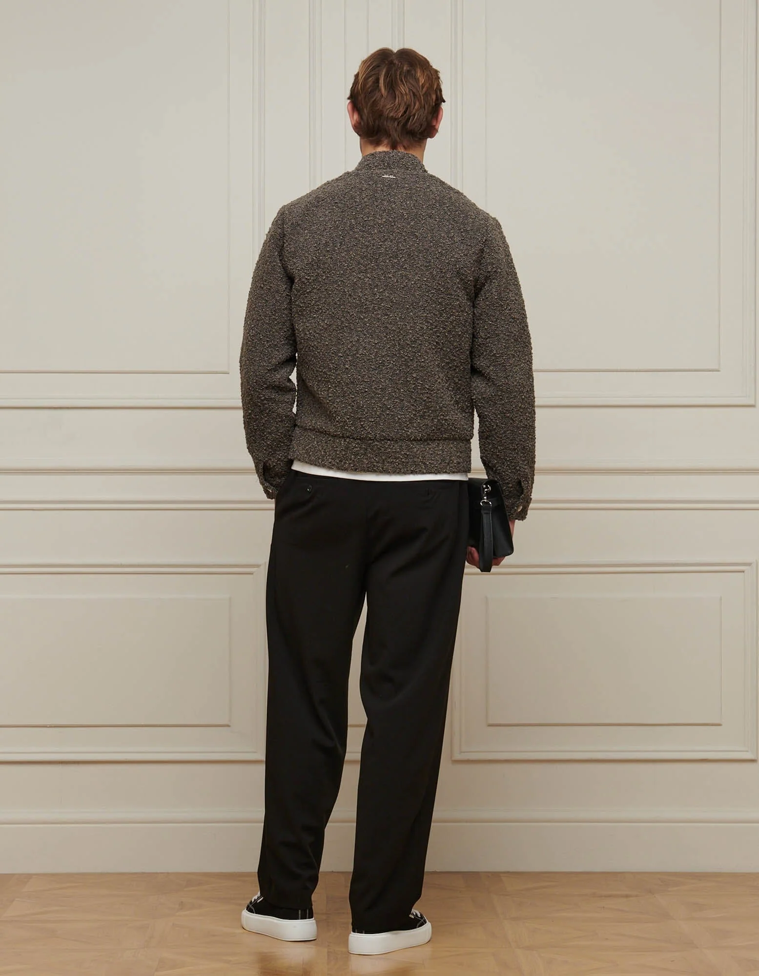 Brown Boucle Bomber Jacket - Image 7