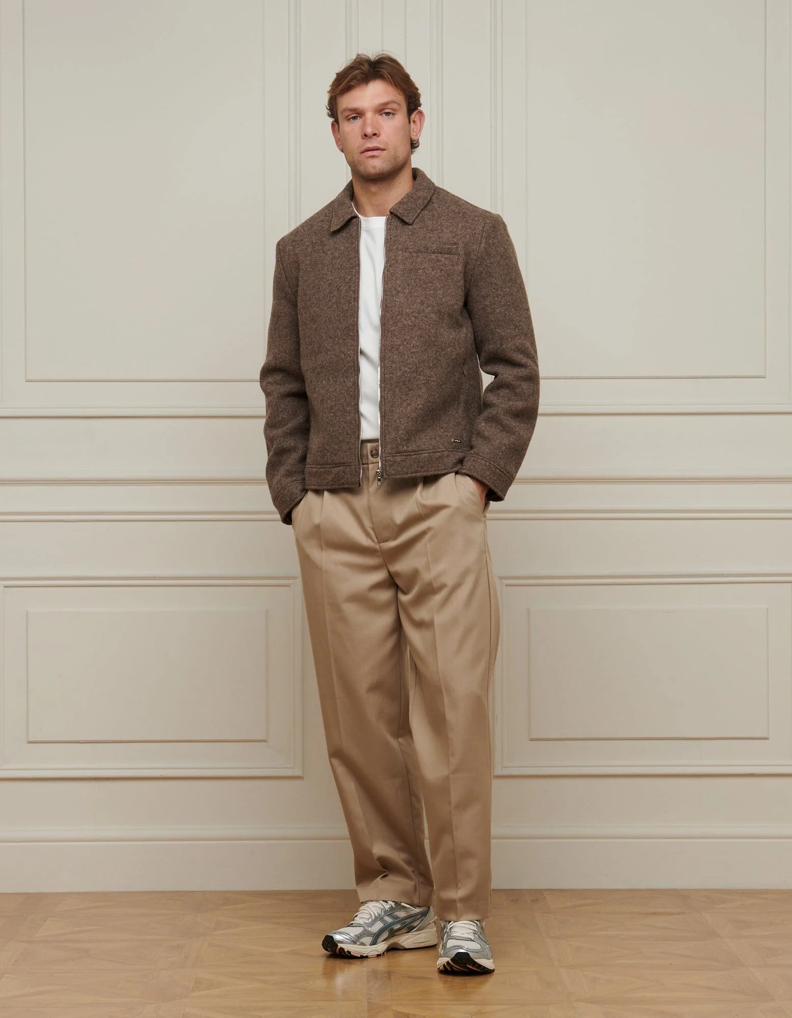 Brown Marl Wool Zip Jacket - Image 3