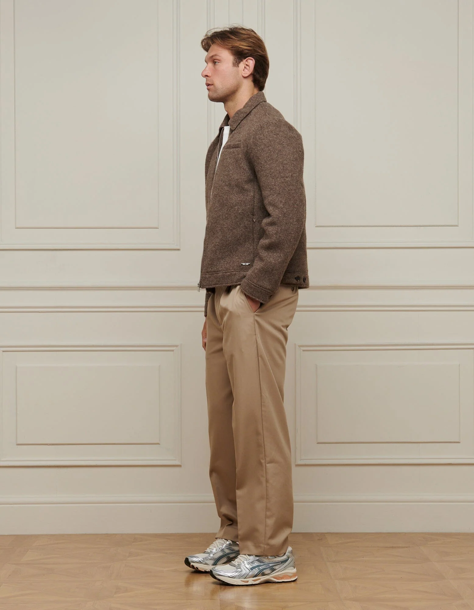 Brown Marl Wool Zip Jacket - Image 4