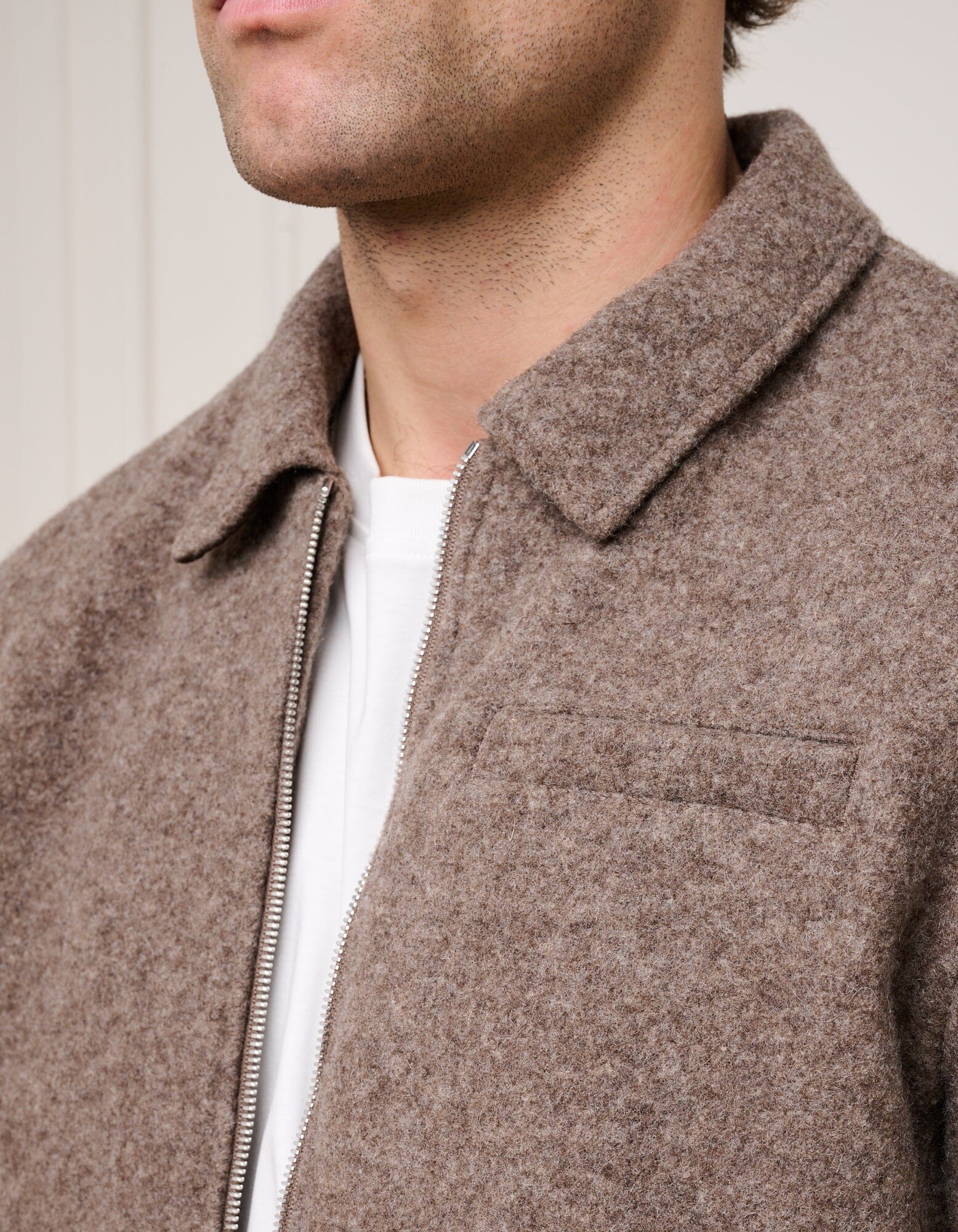 Brown Marl Wool Zip Jacket - Image 7