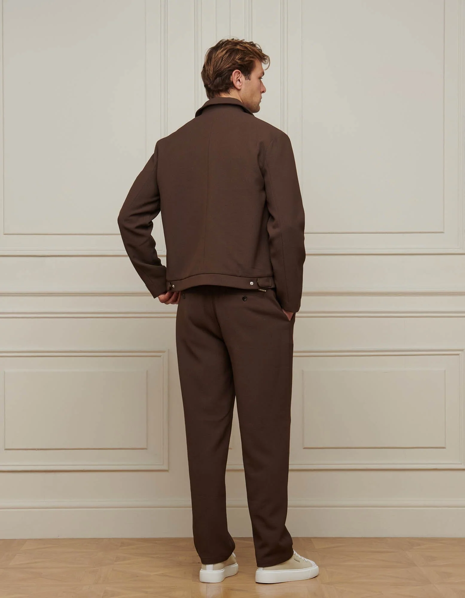 Brown Textured Smart Zip Jacket - Image 3