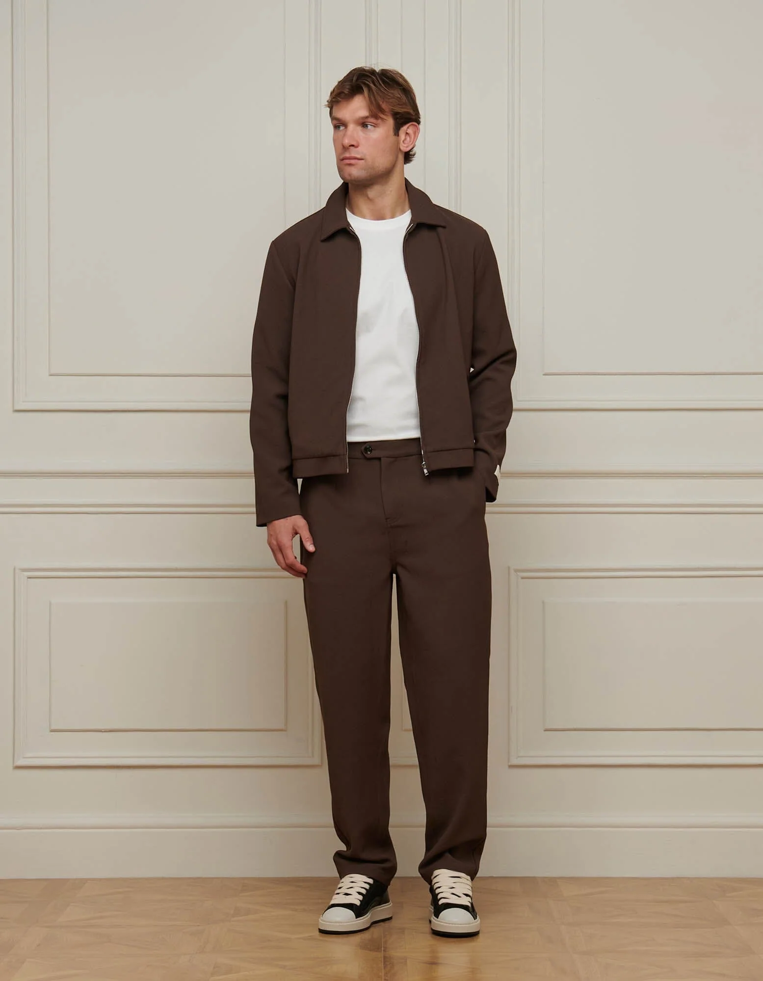 Brown Textured Smart Zip Jacket - Image 4