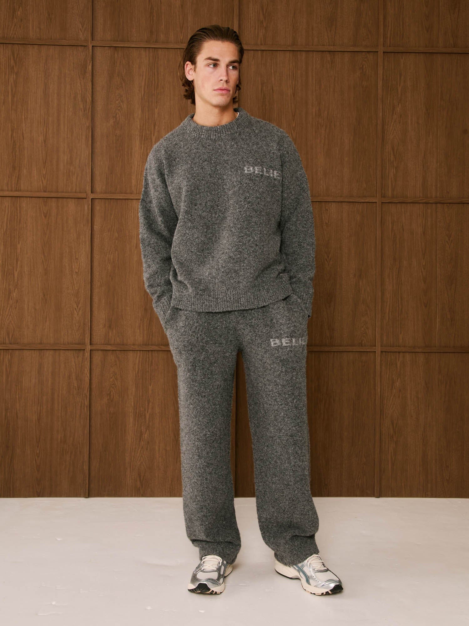 Charcoal Intarsia Knit Jogger - Image 2