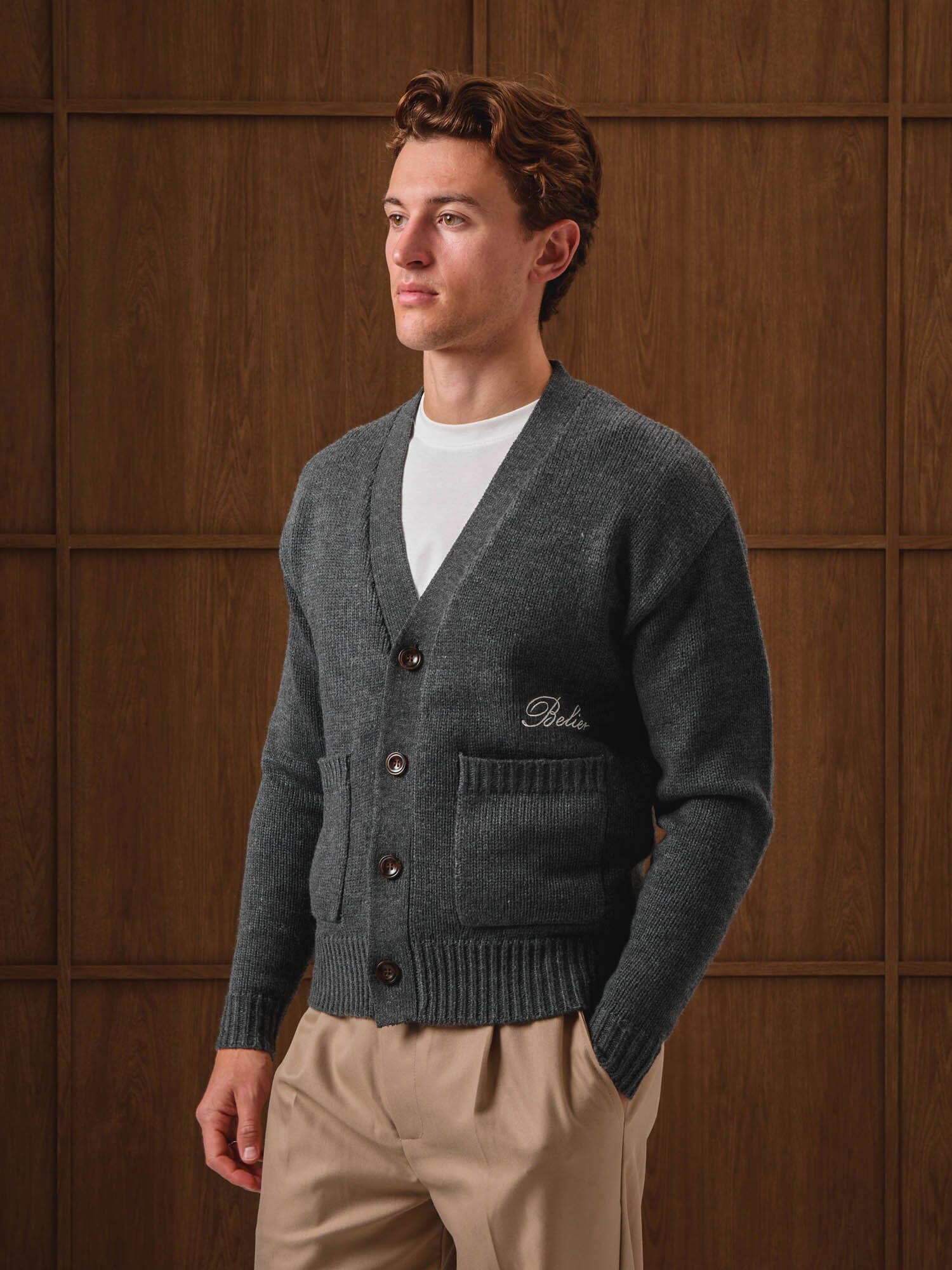 Charcoal Relaxed Fit Knitted Cardigan - Image 2