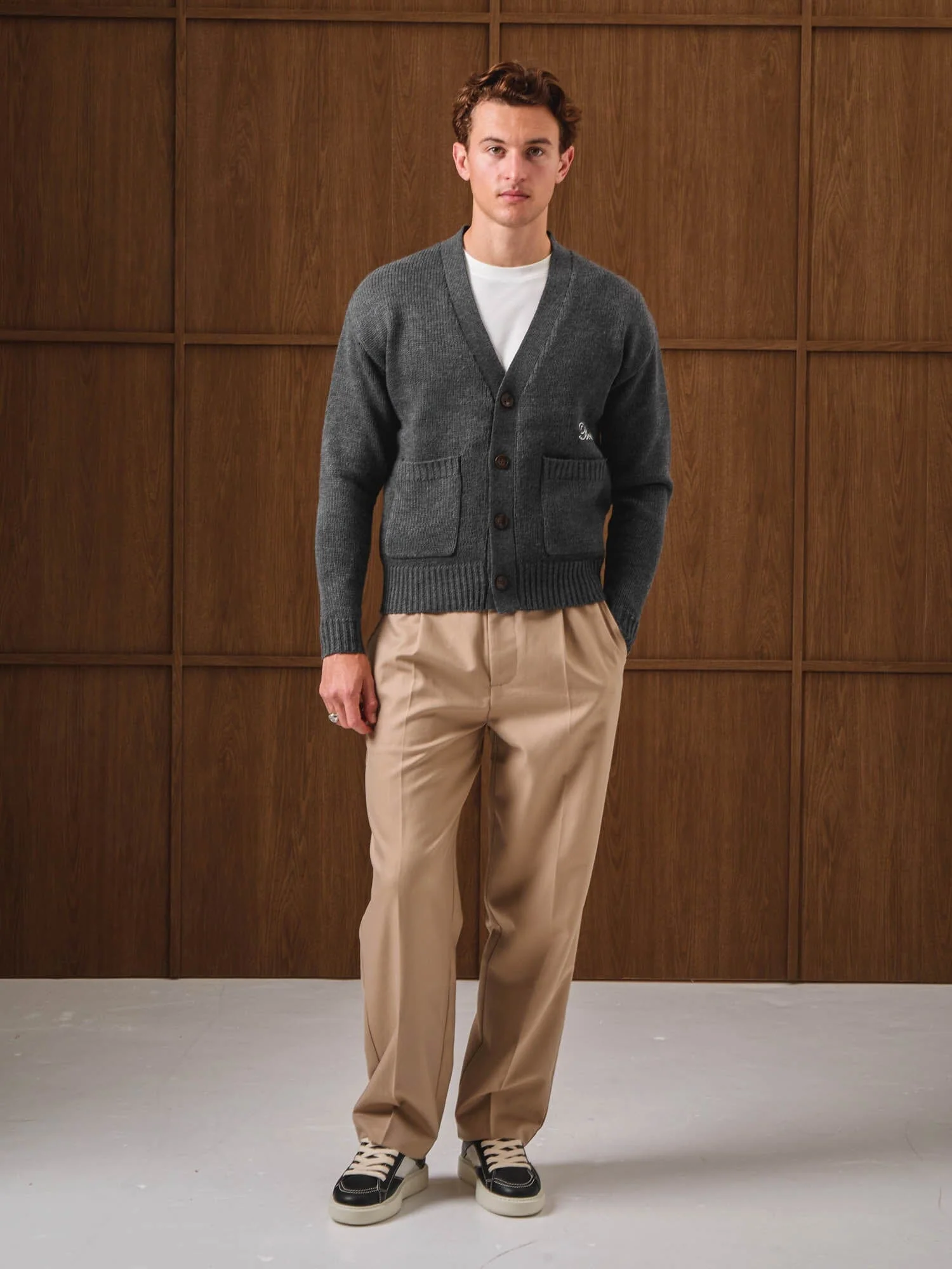 Charcoal Relaxed Fit Knitted Cardigan - Image 3