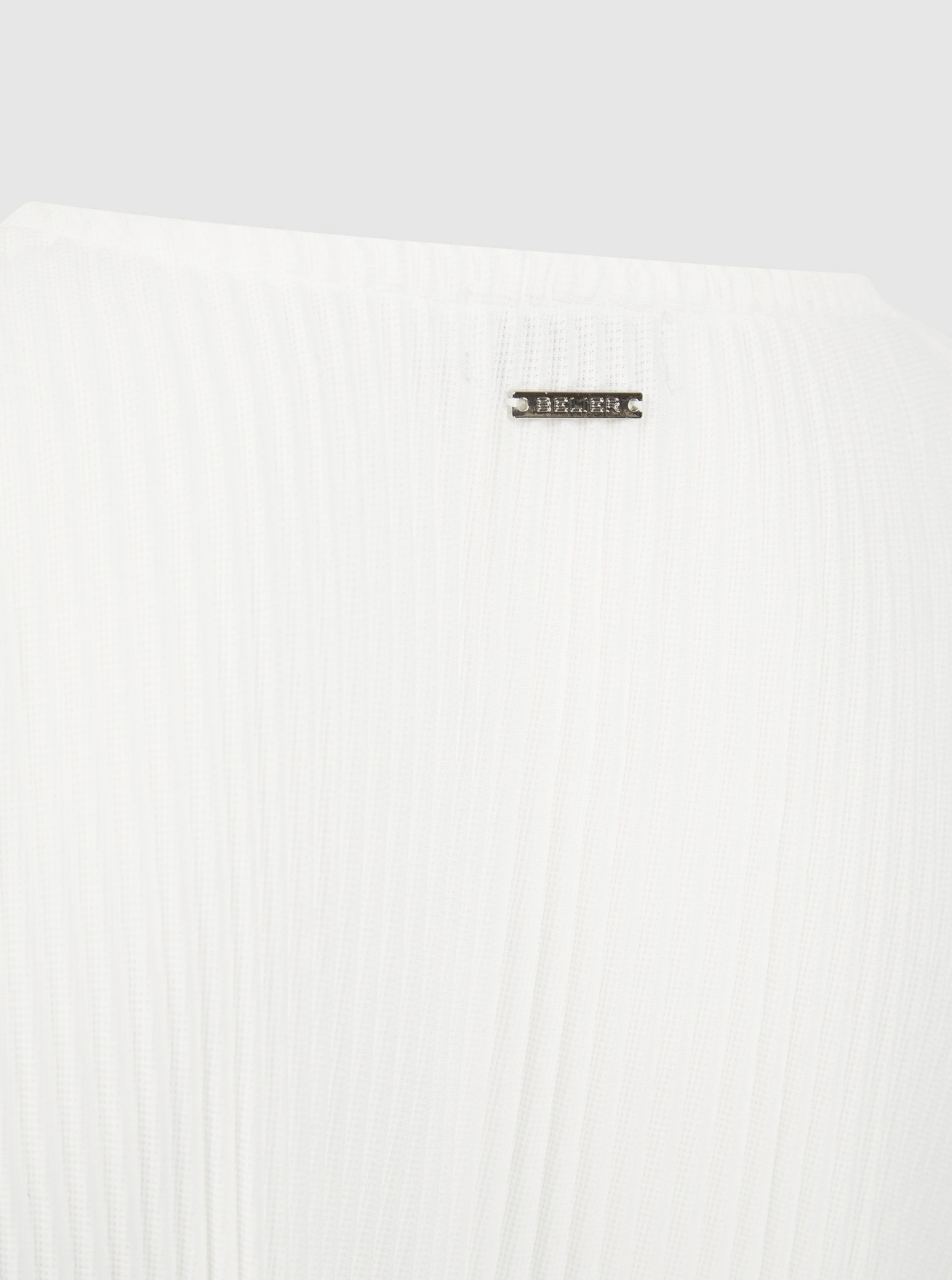 White Relaxed Pleated T-Shirt - Image 3