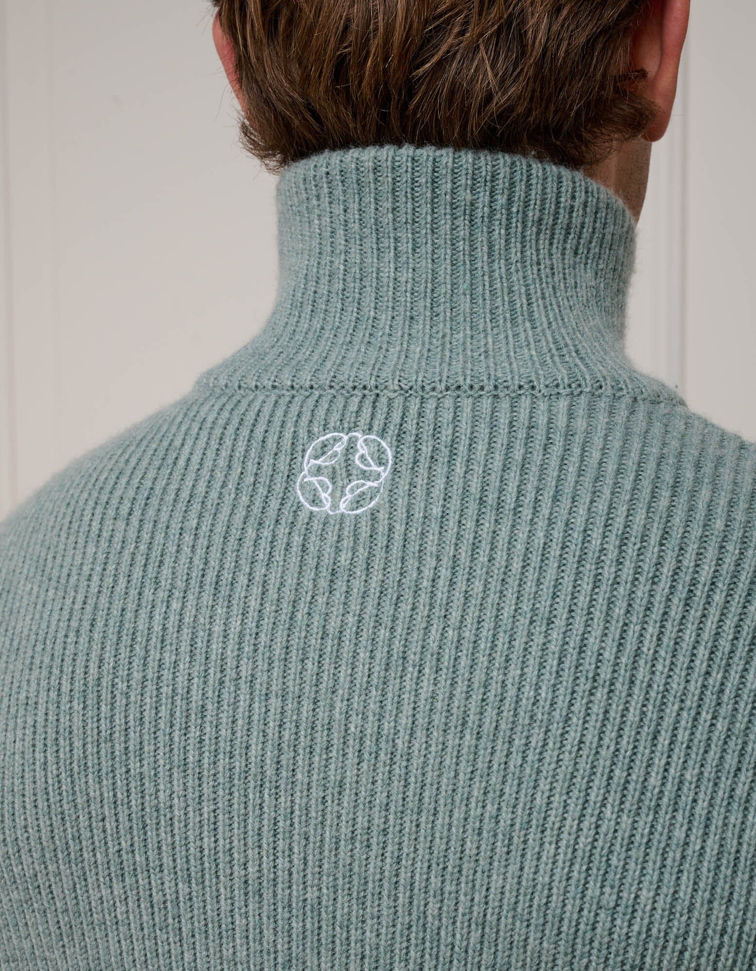 Dusty Sage Knitted Half Zip Jumper - Image 7
