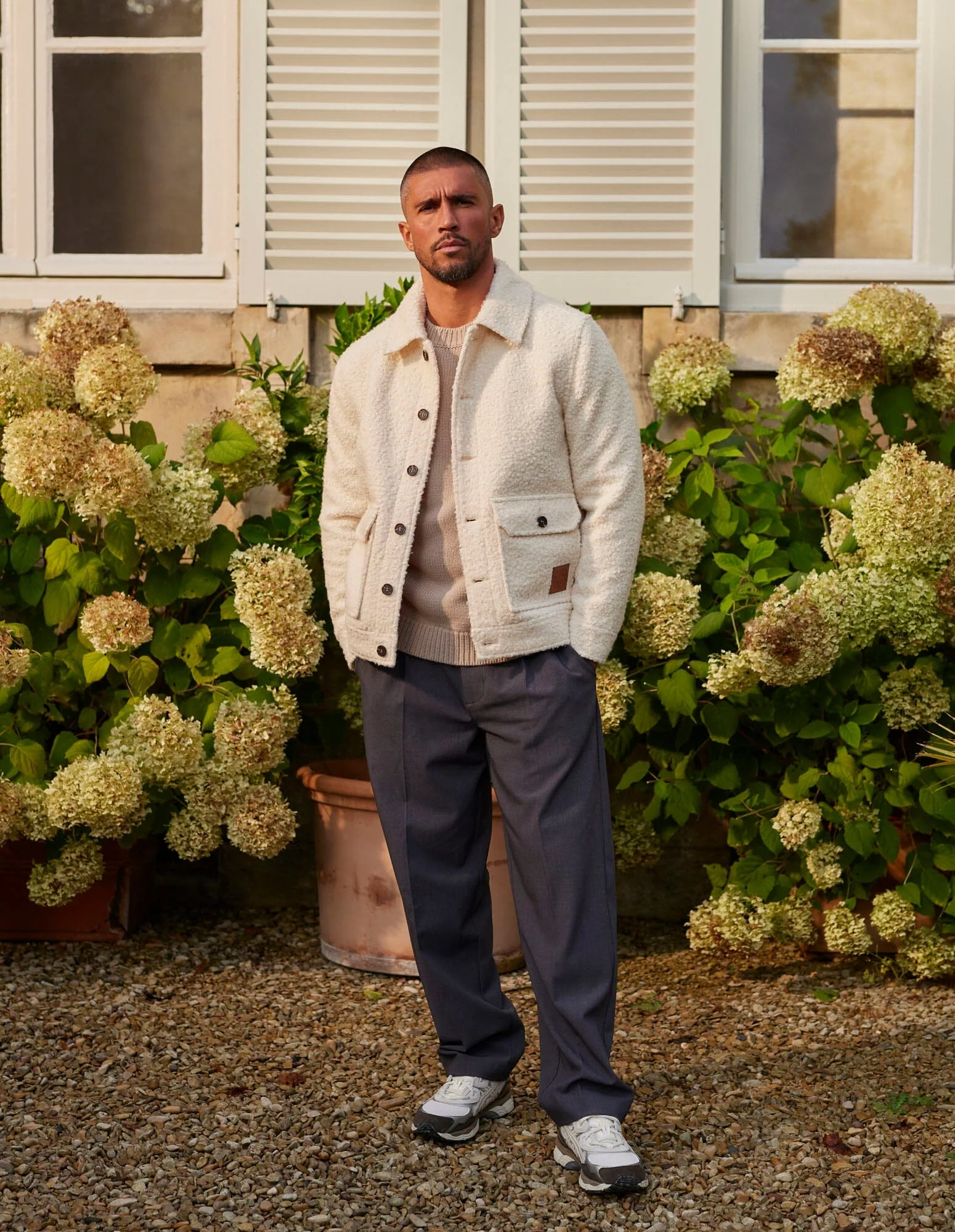 Ecru Boucle Wool Jacket - Image 4
