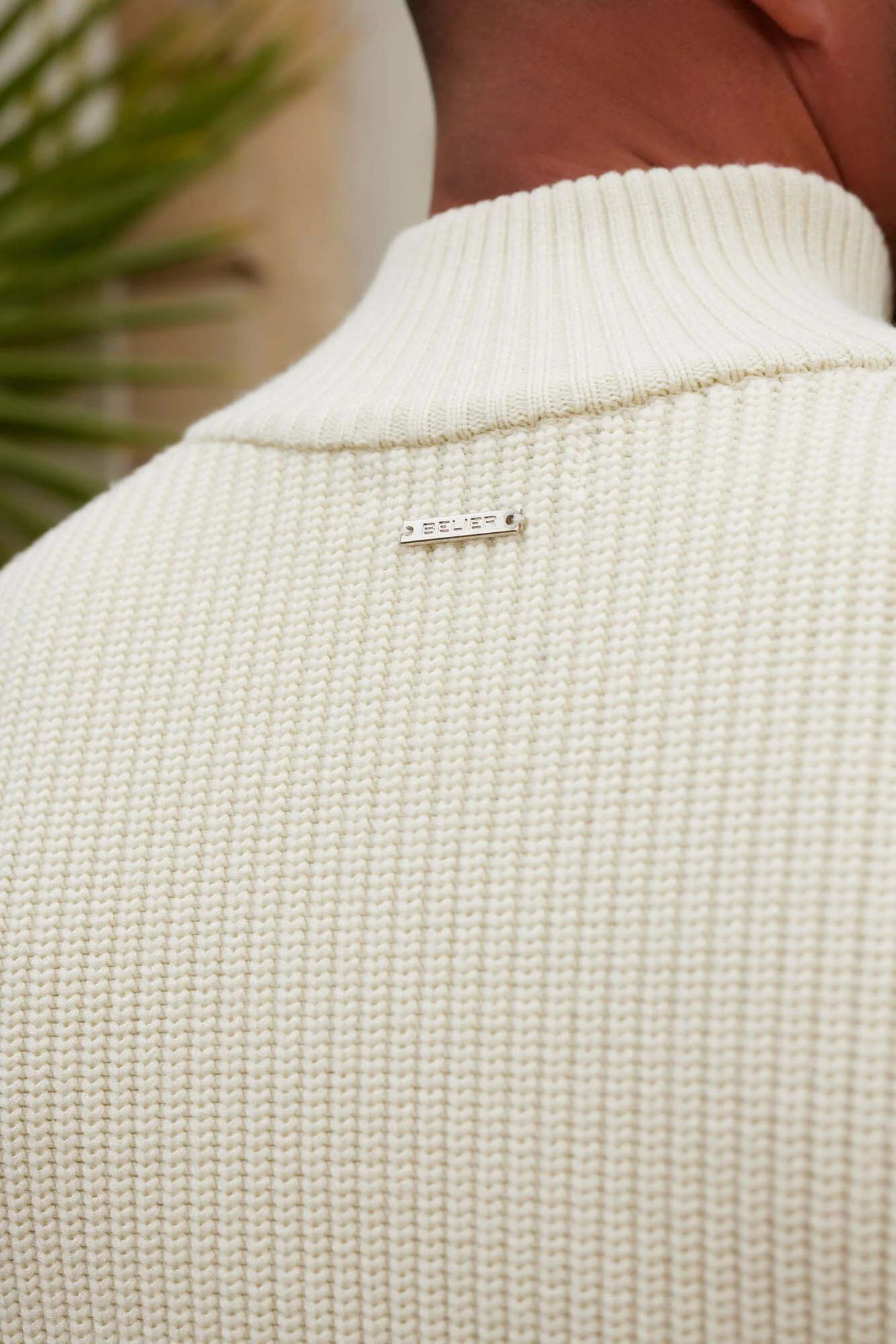 Ecru Chunky Rib Knit Zip Up Cardigan - Image 3