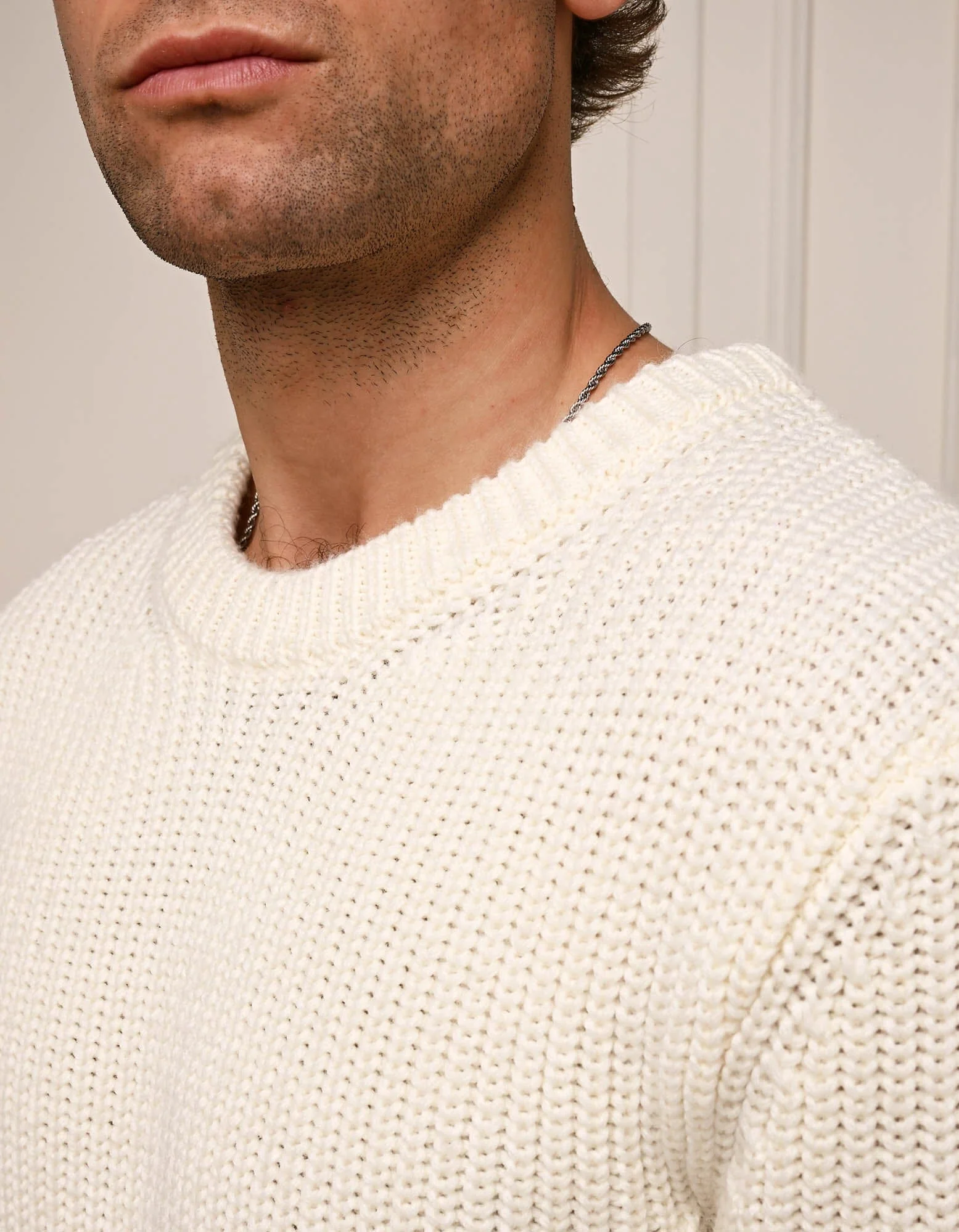 Ecru Heavyweight Knit Rib Jumper - Image 3