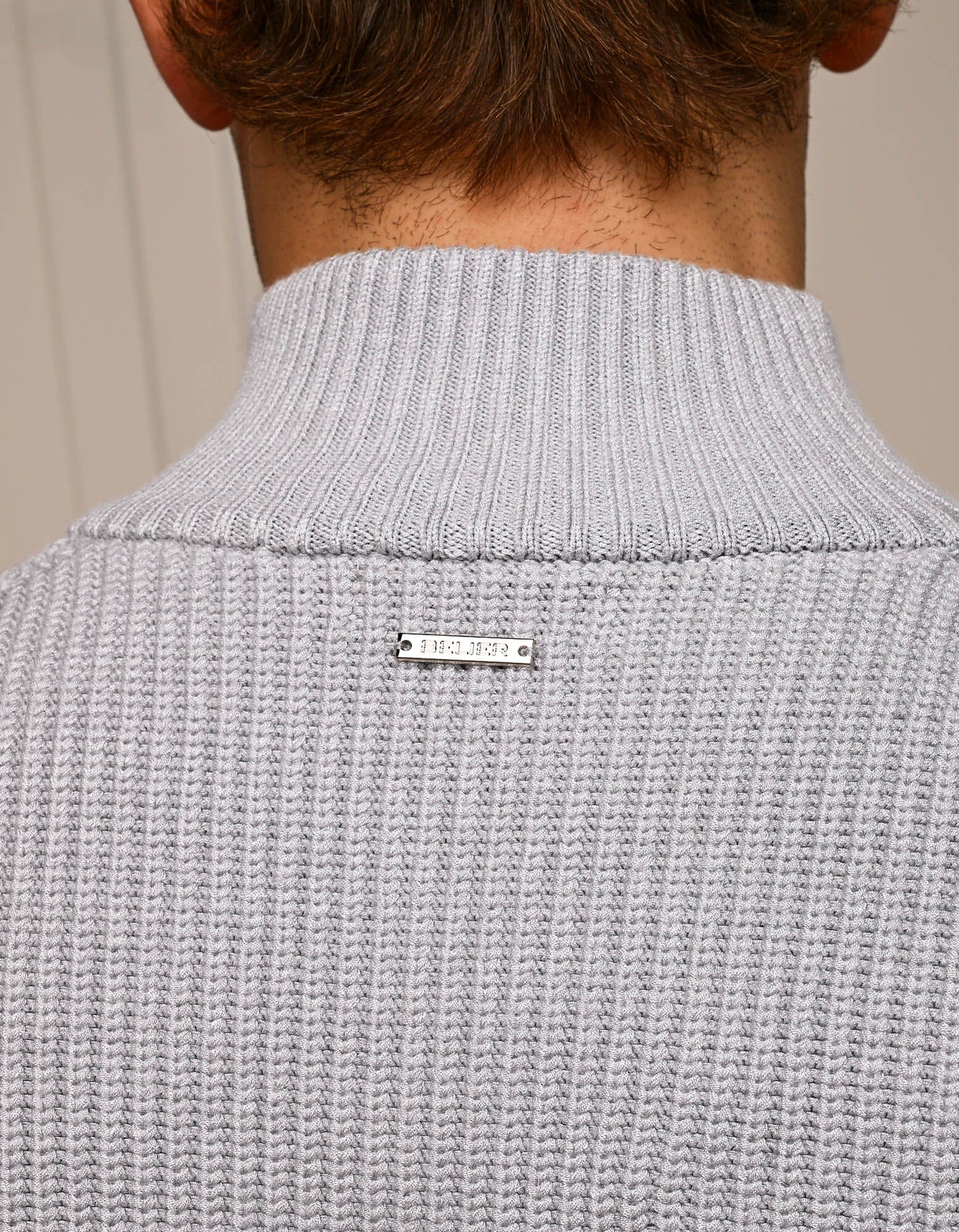 Grey Chunky Rib Knit Zip Up Cardigan - Image 6
