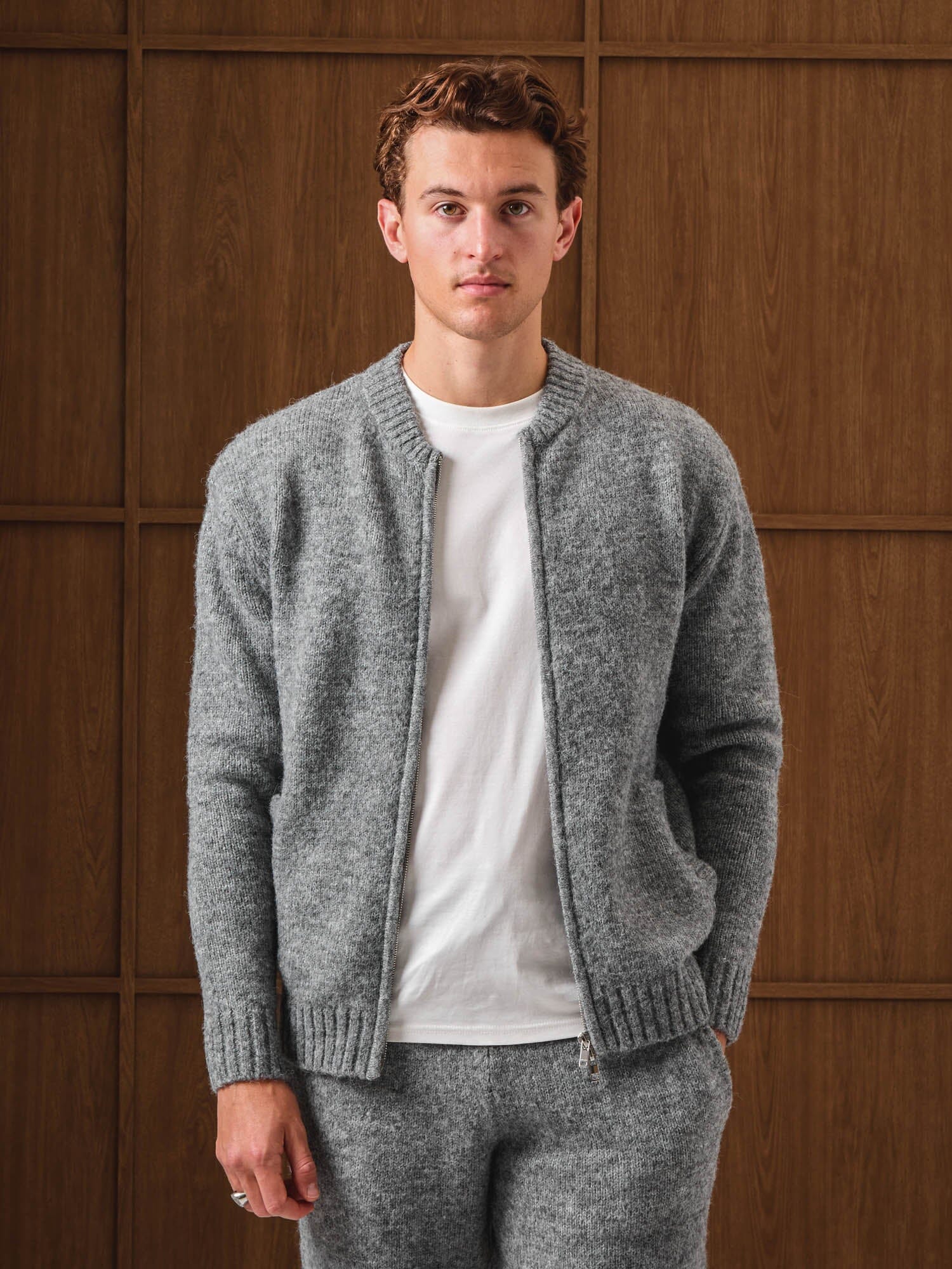 Grey Knitted Bomber - Image 3