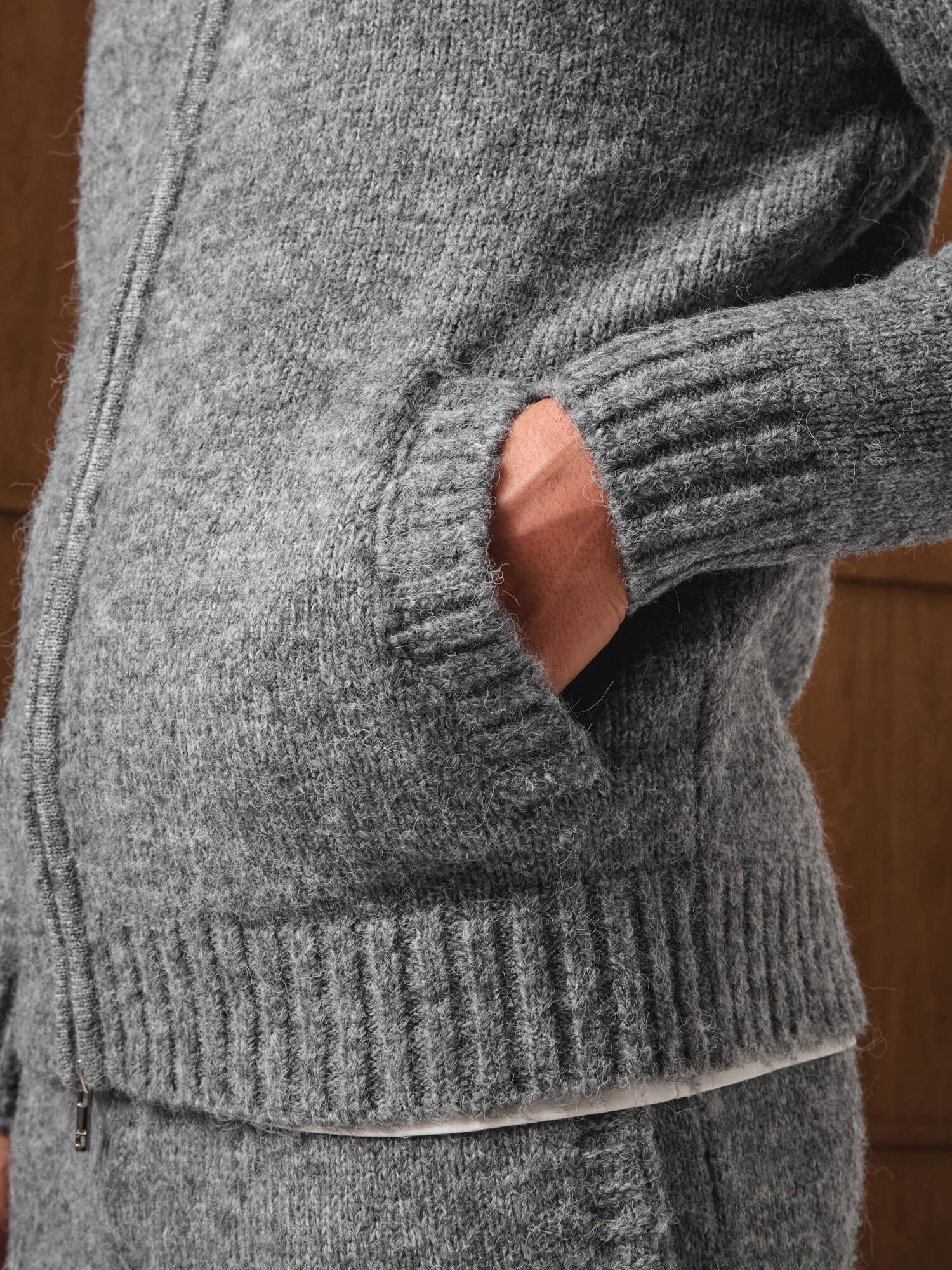 Grey Knitted Bomber - Image 5