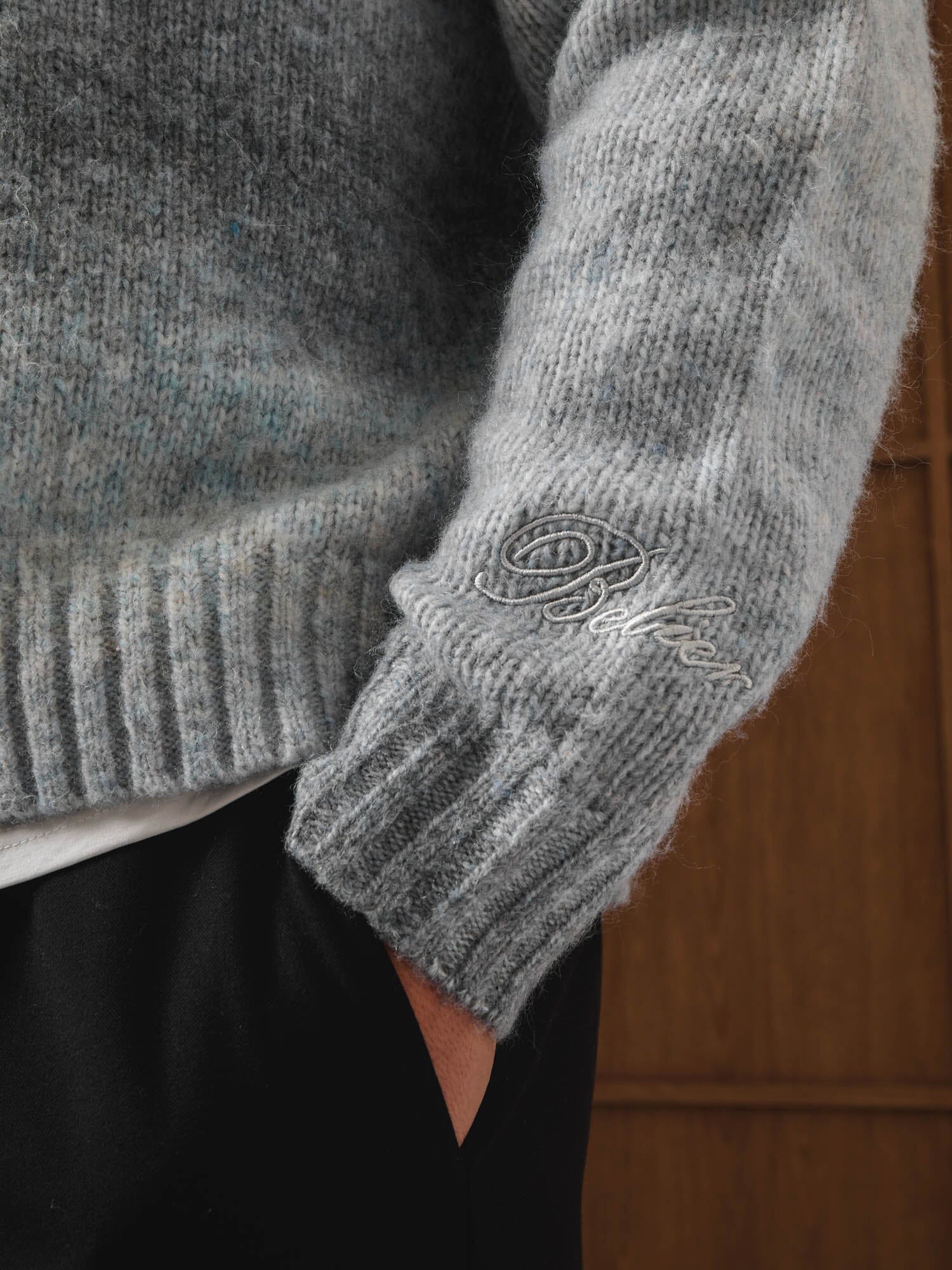 Ice Grey Ombre Oversized Knit Jumper - Image 3