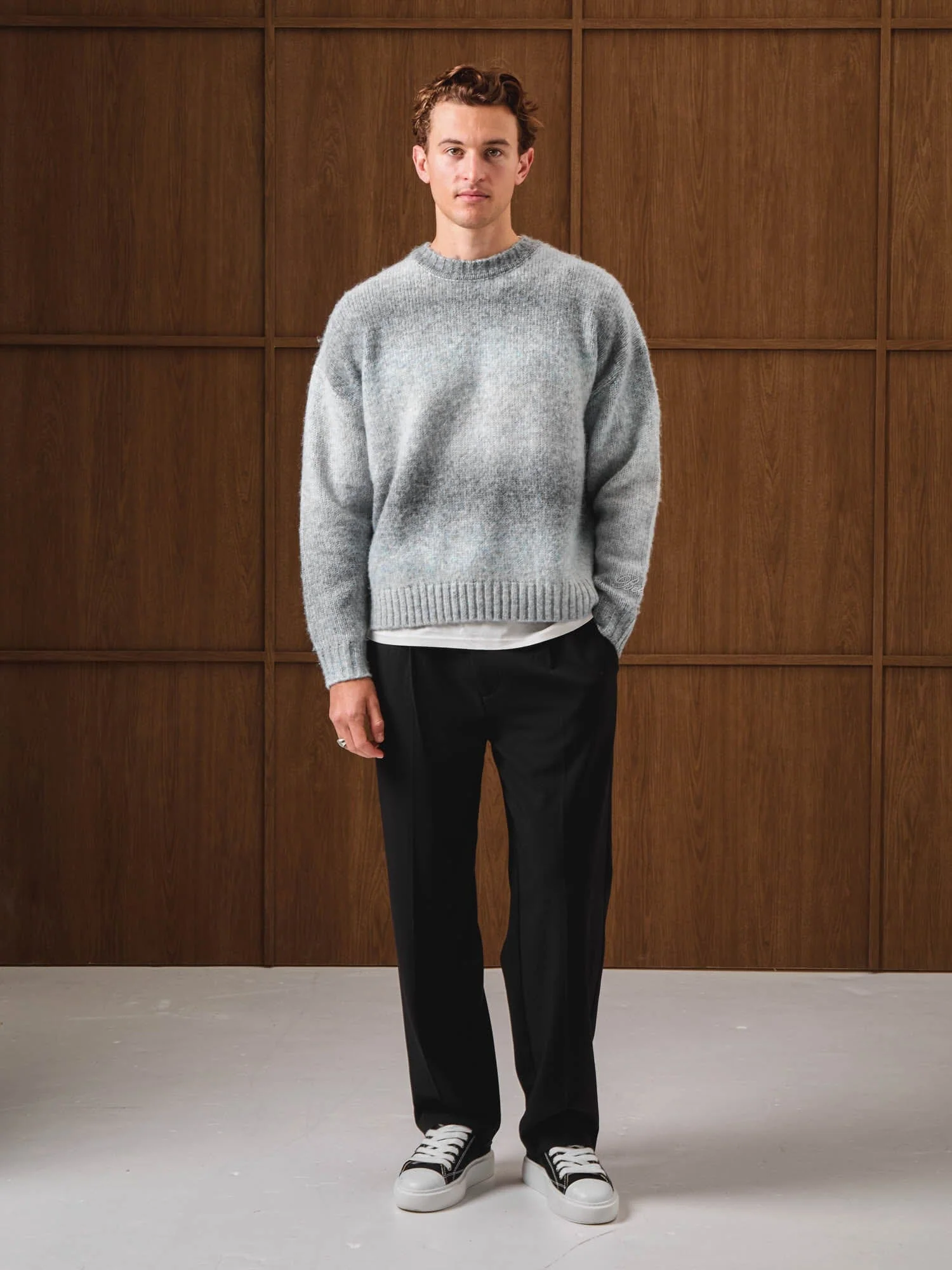 Ice Grey Ombre Oversized Knit Jumper - Image 4