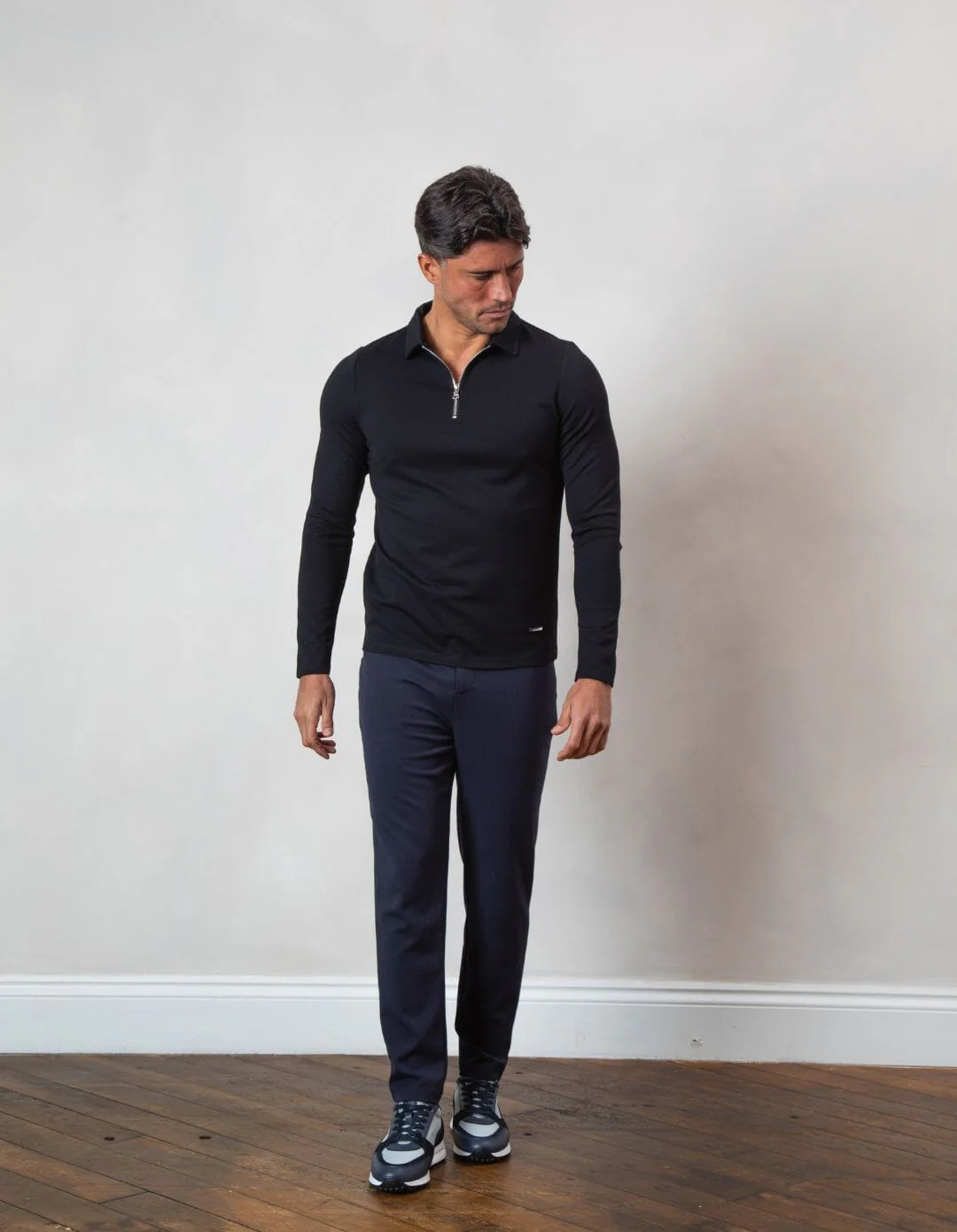 Black Premium L/S Zip Polo - Image 3