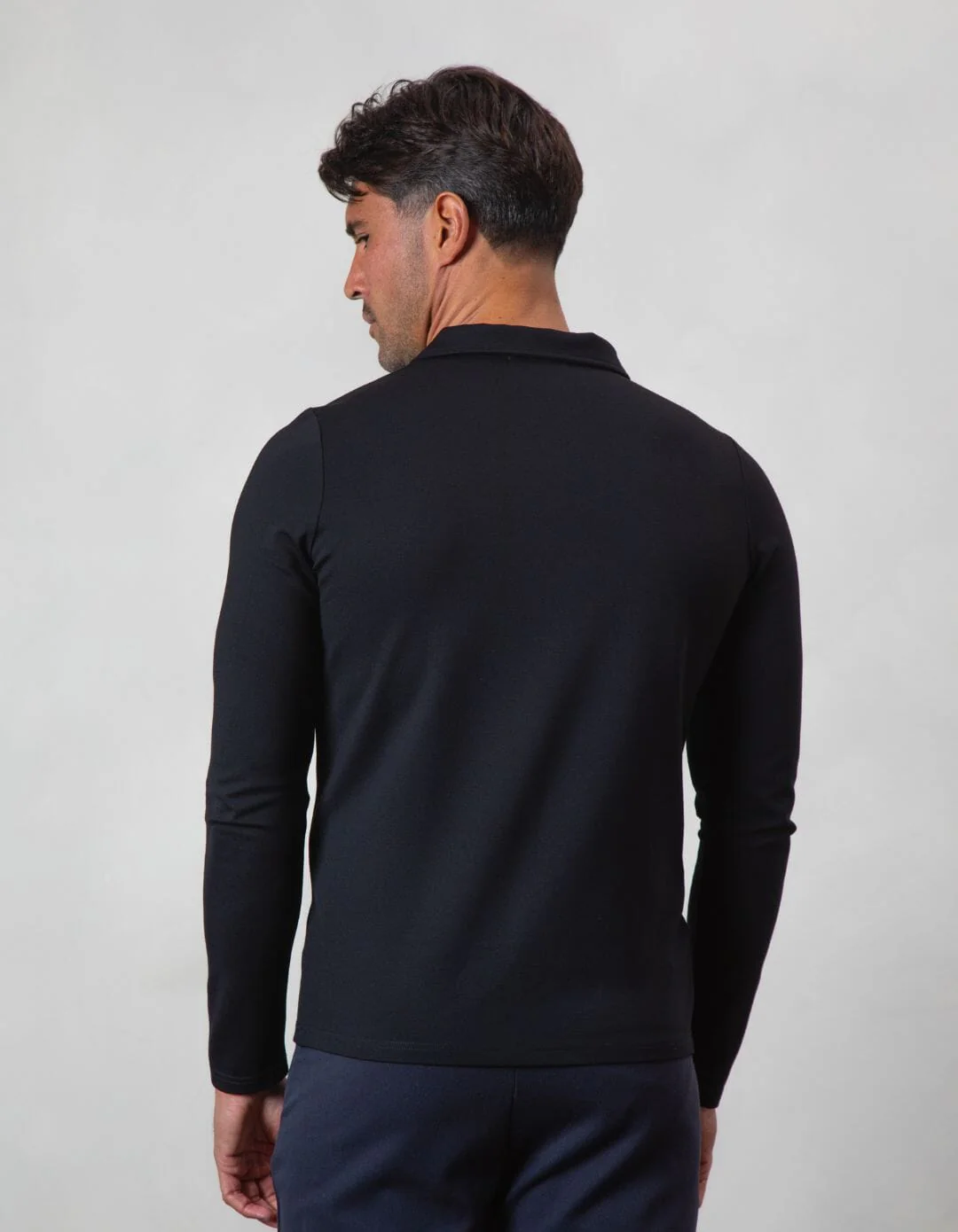 Black Premium L/S Zip Polo - Image 4