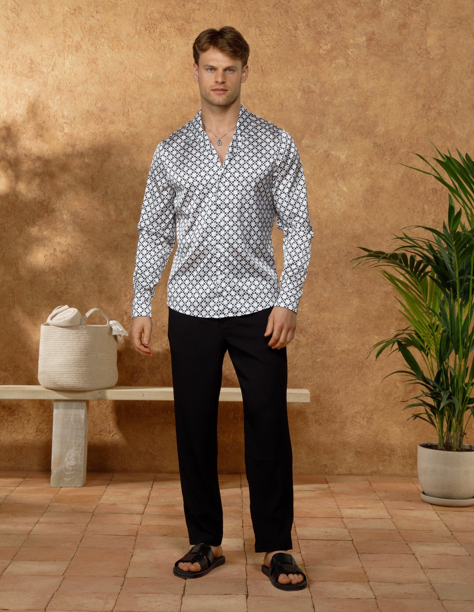 Monochrome Block Printed Long Sleeve Shirt - Image 4