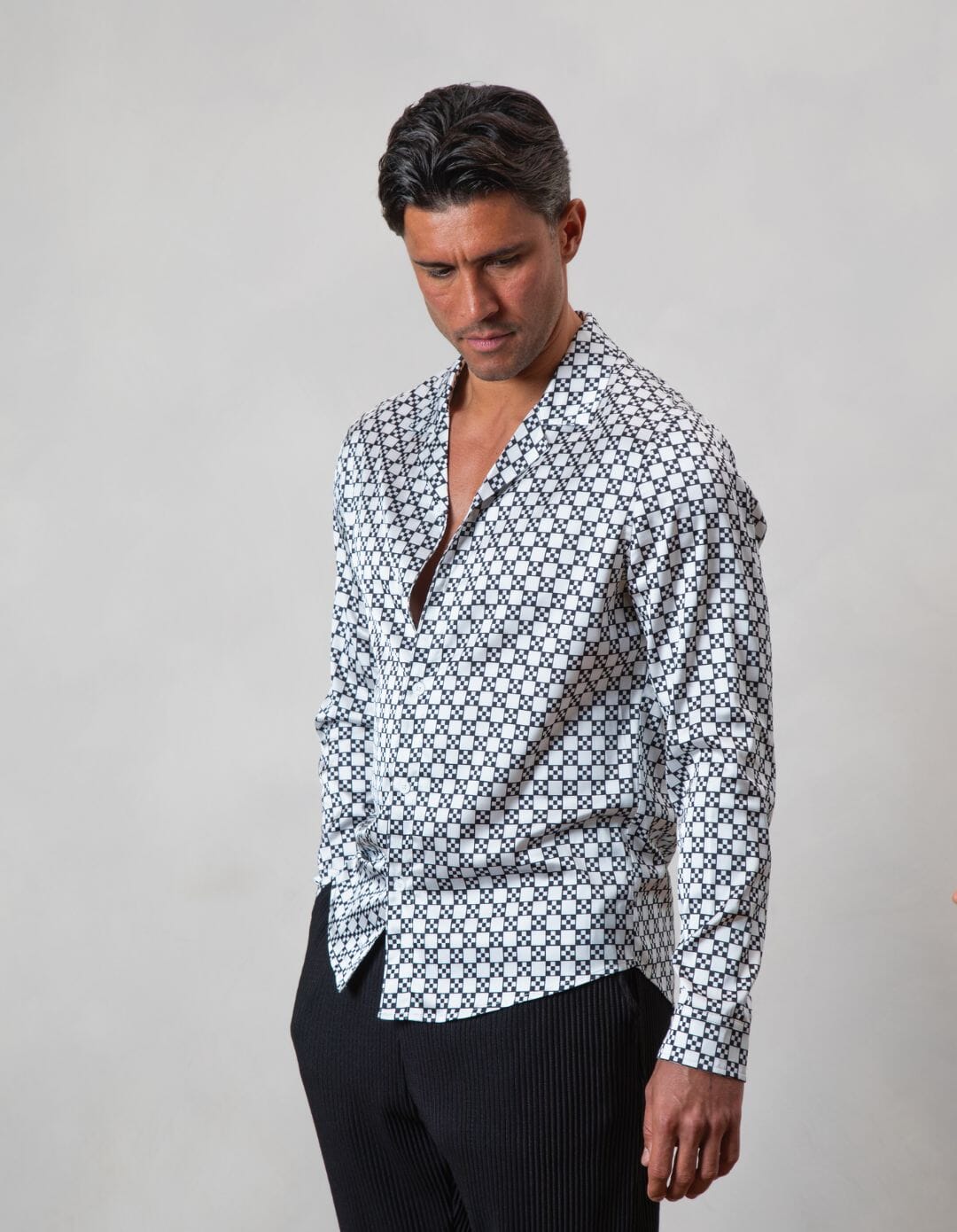 Monochrome Block Printed Long Sleeve Shirt - Image 6