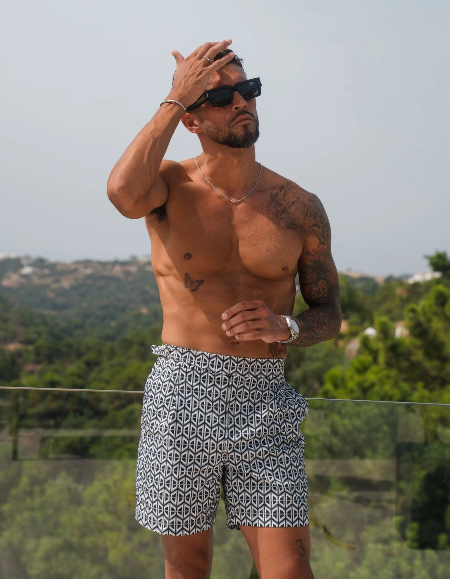 Monochrome Tate Print Swimshort - Image 6