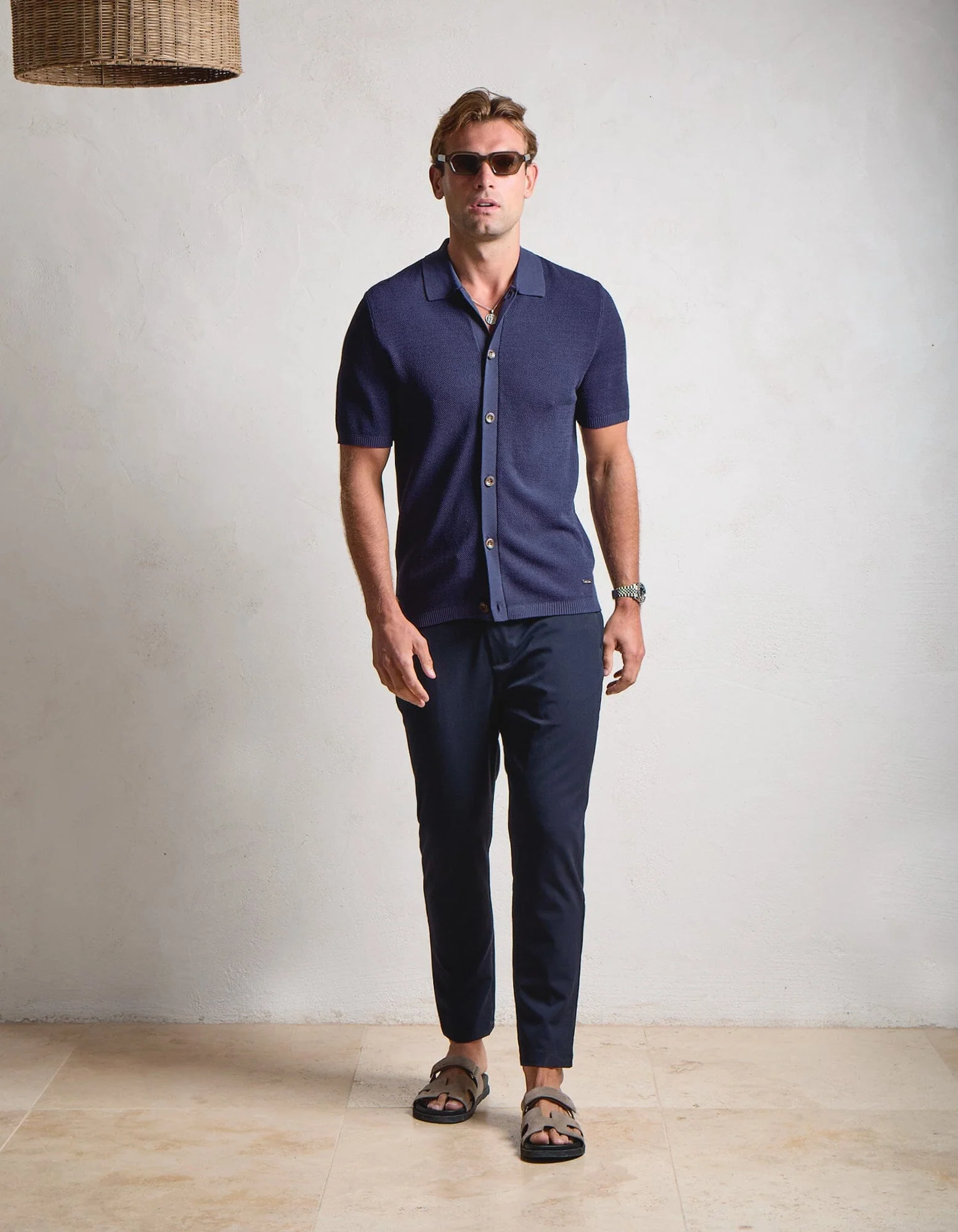Navy Button Down Knitted Shirt - Image 5